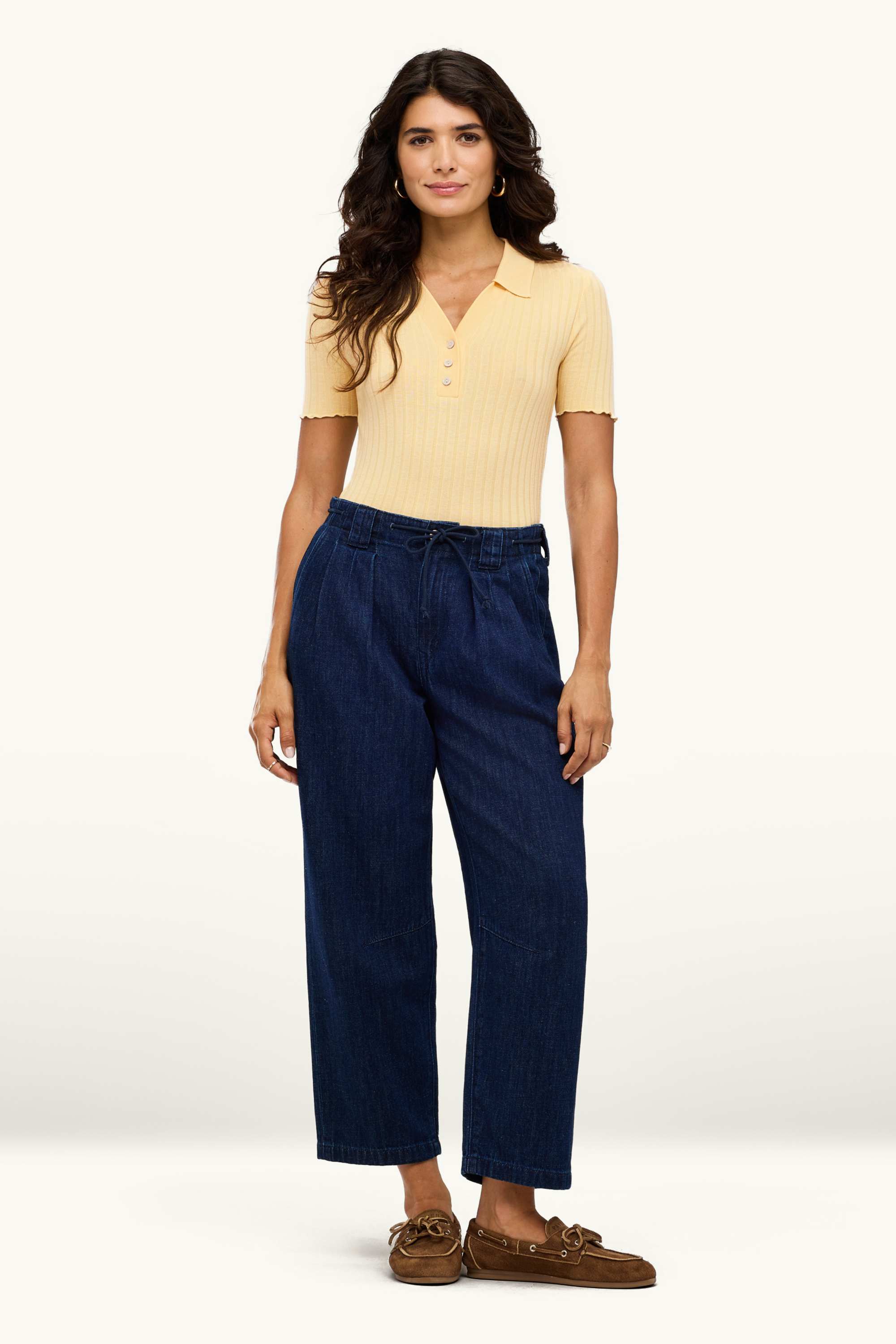 Polo shirt - regular fit - ribbed light yellow