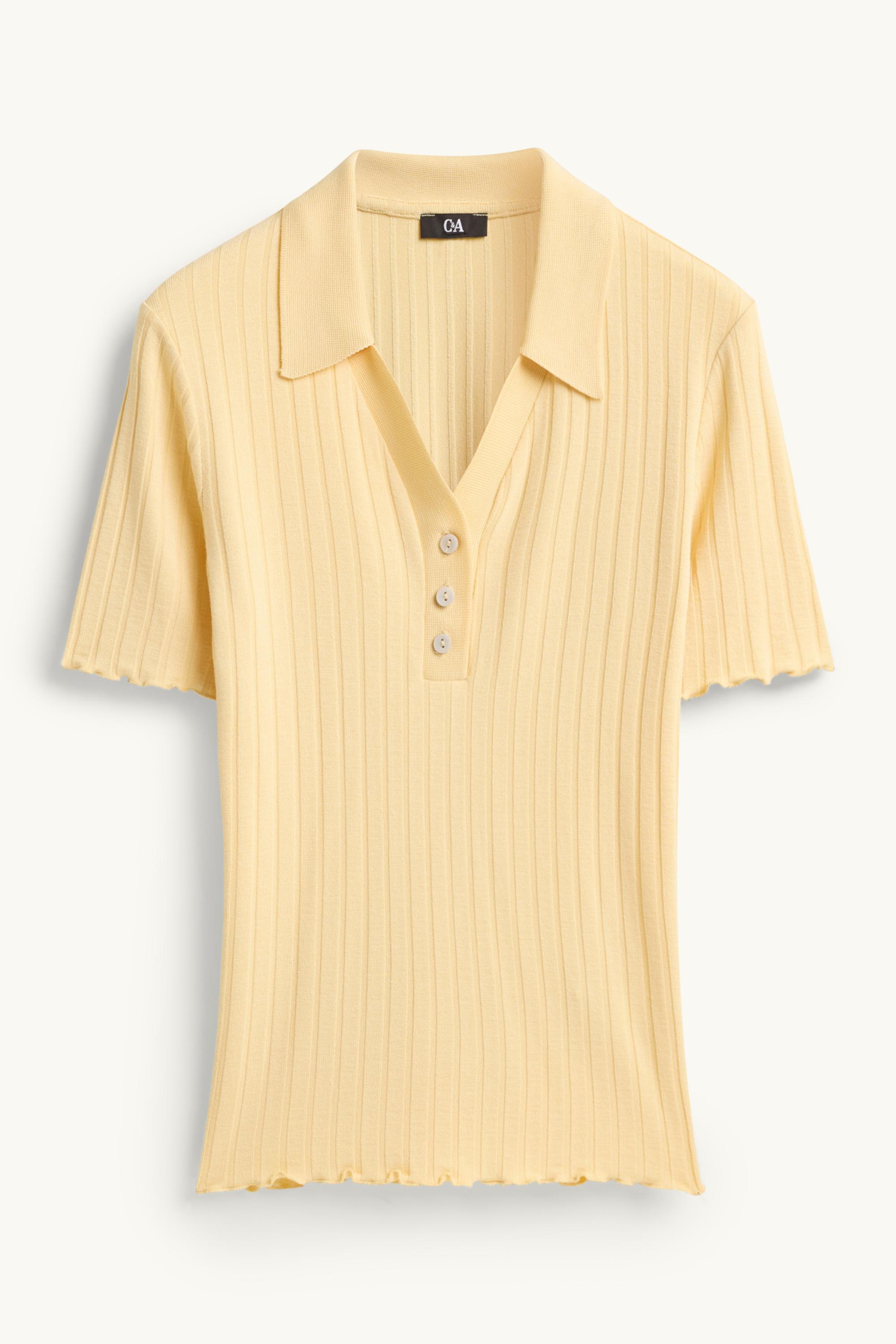 Polo shirt - regular fit - ribbed light yellow