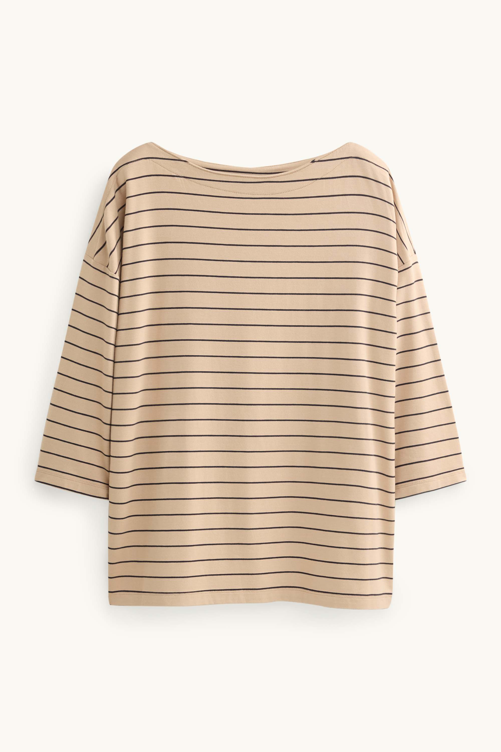 Long sleeve top - regular fit - striped beige
