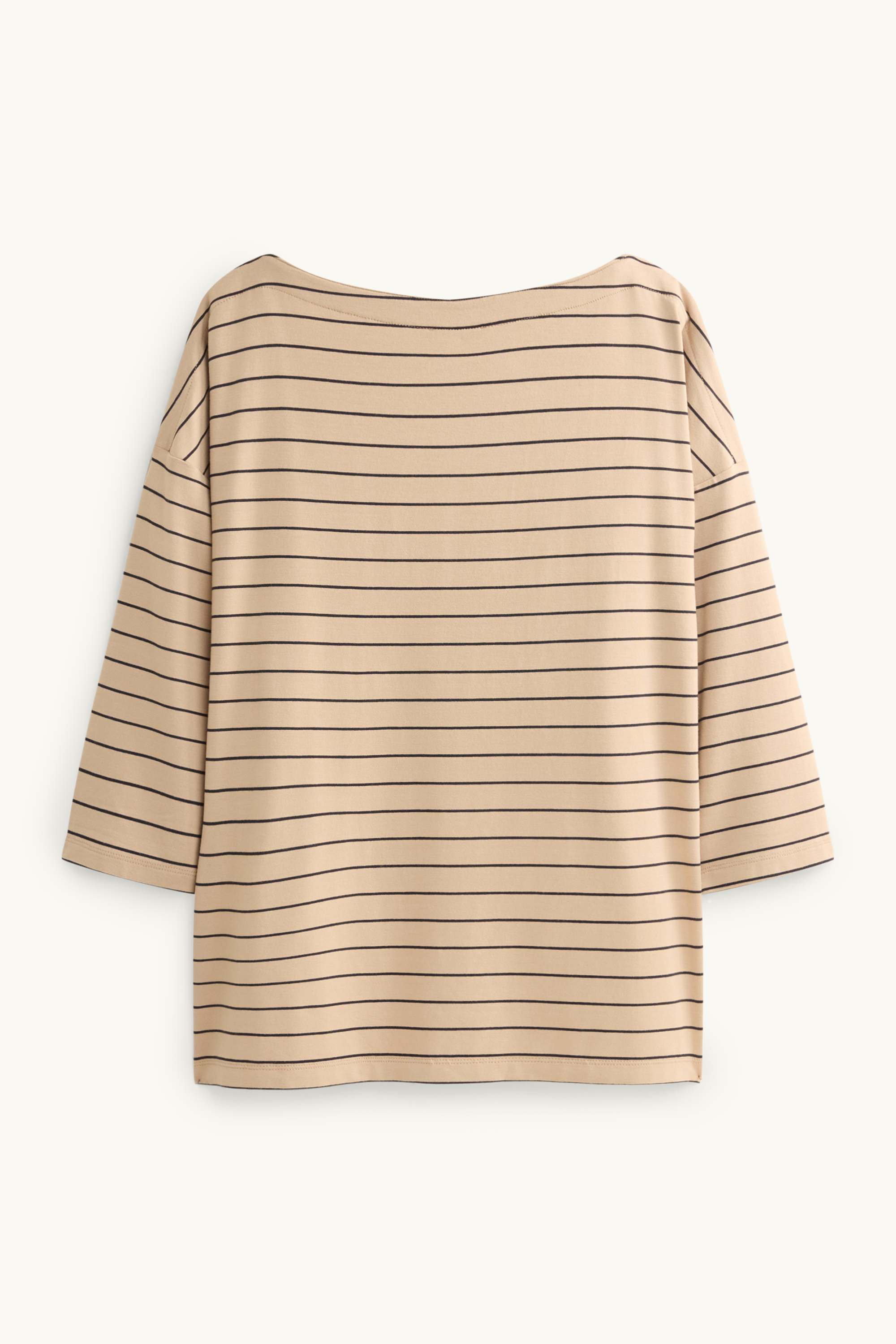 Long sleeve top - regular fit - striped beige