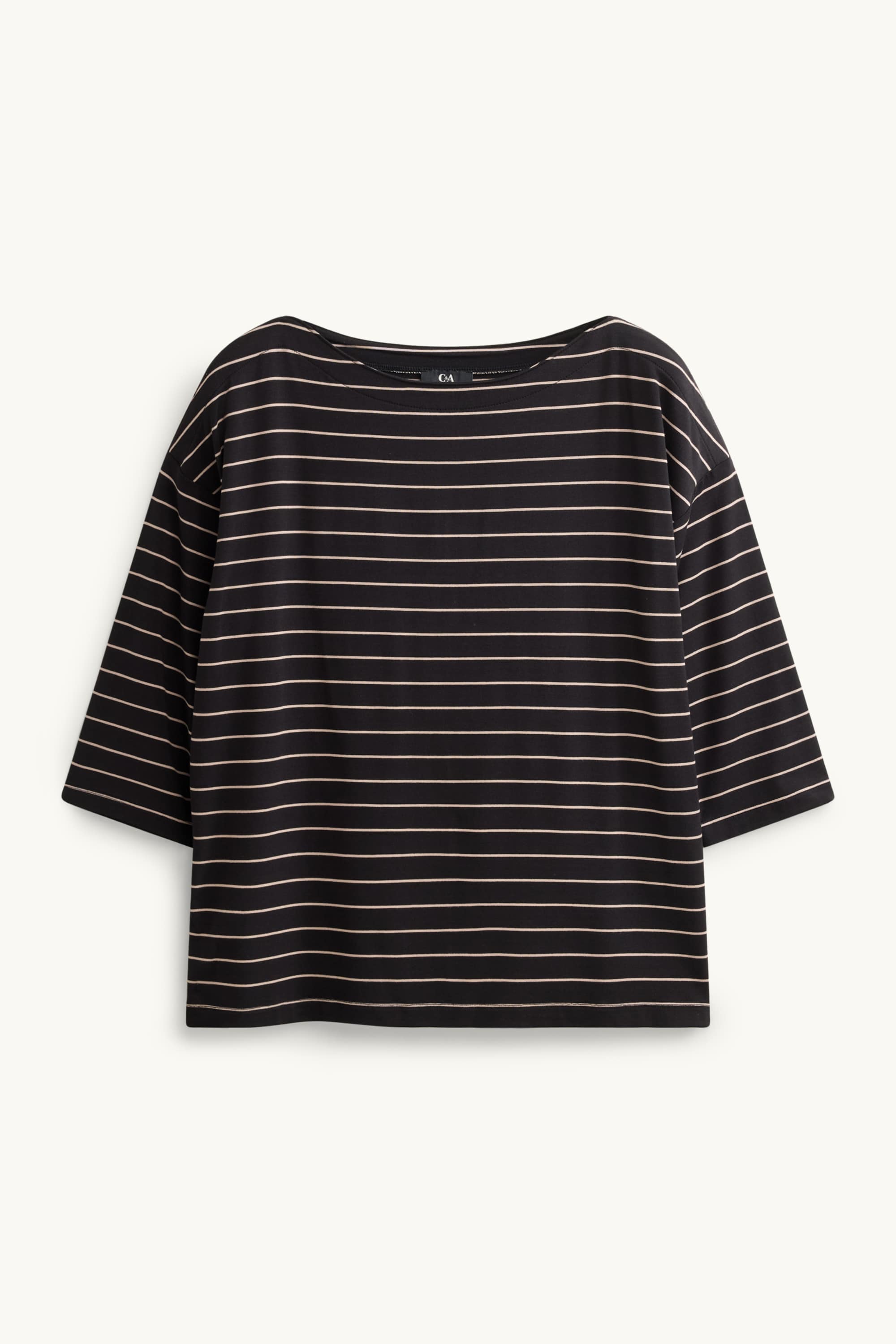 Long sleeve top - regular fit - striped black