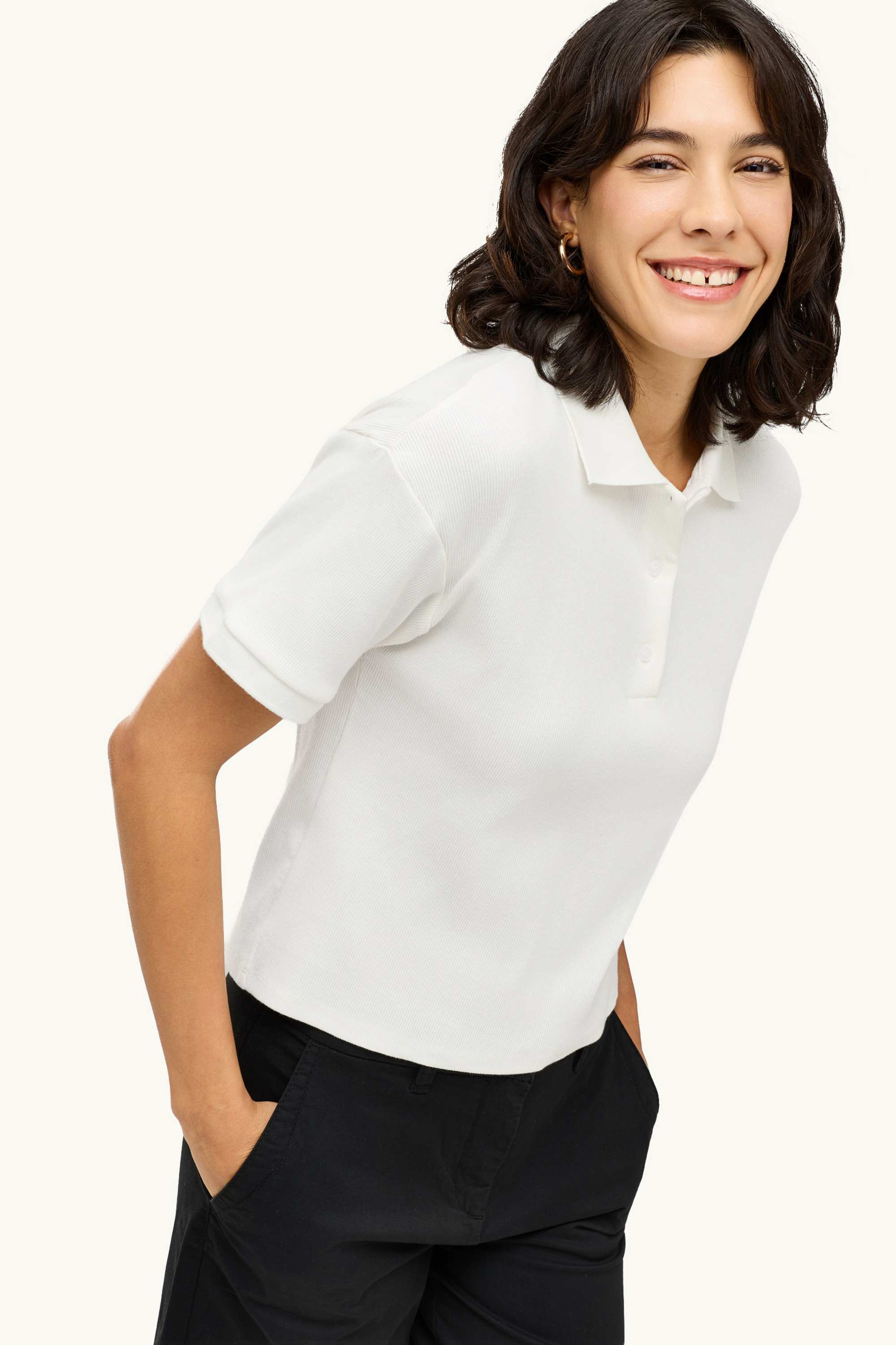 Polo shirt - regular fit - ribbed white