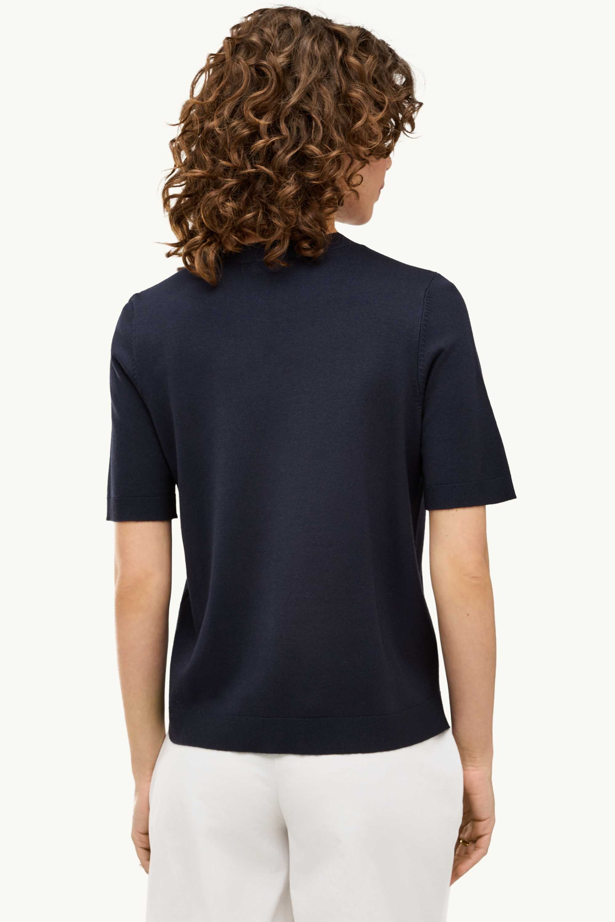 Knitted jumper - short sleeve dark blue
