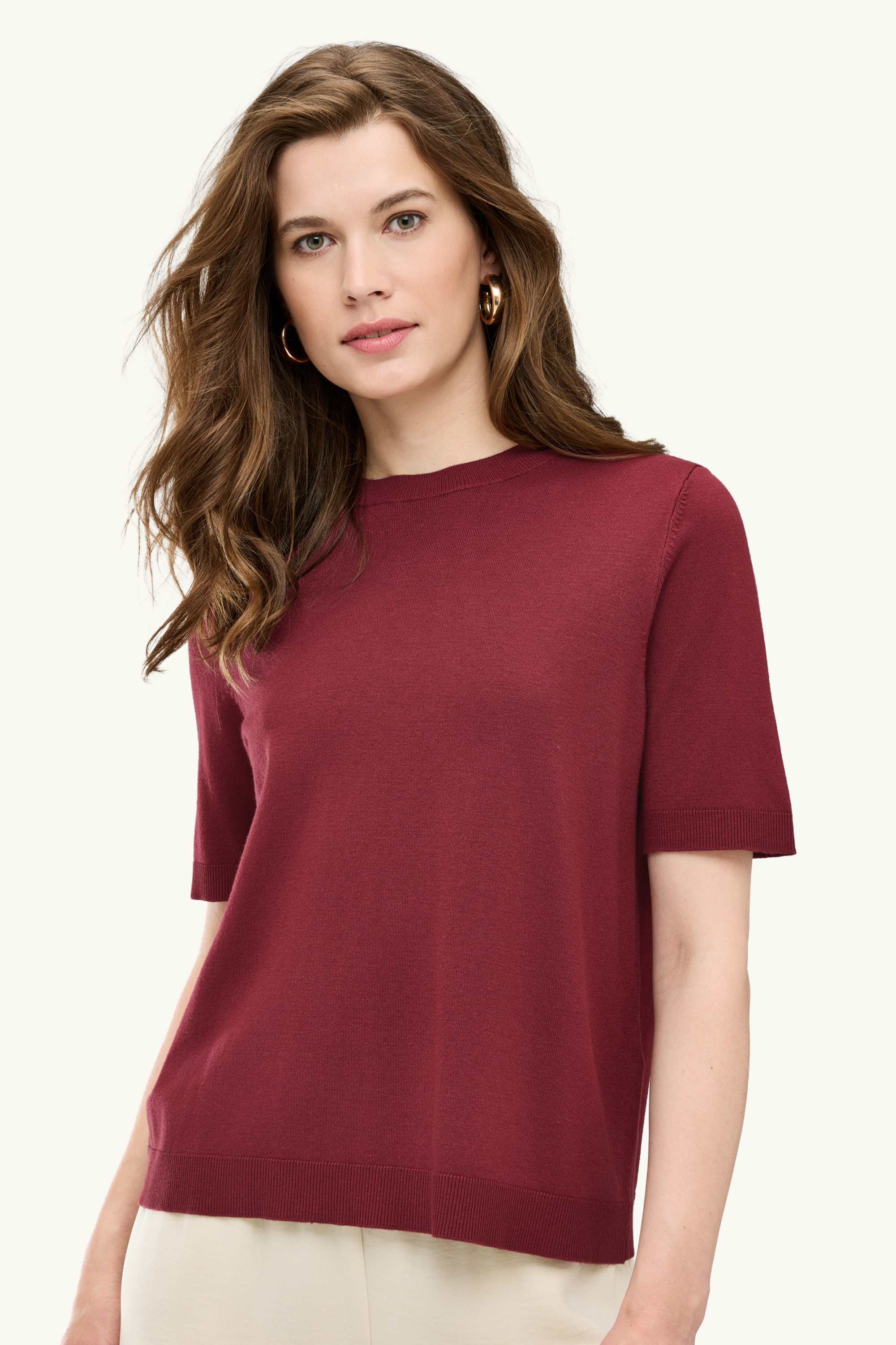 Knitted jumper - short sleeve red