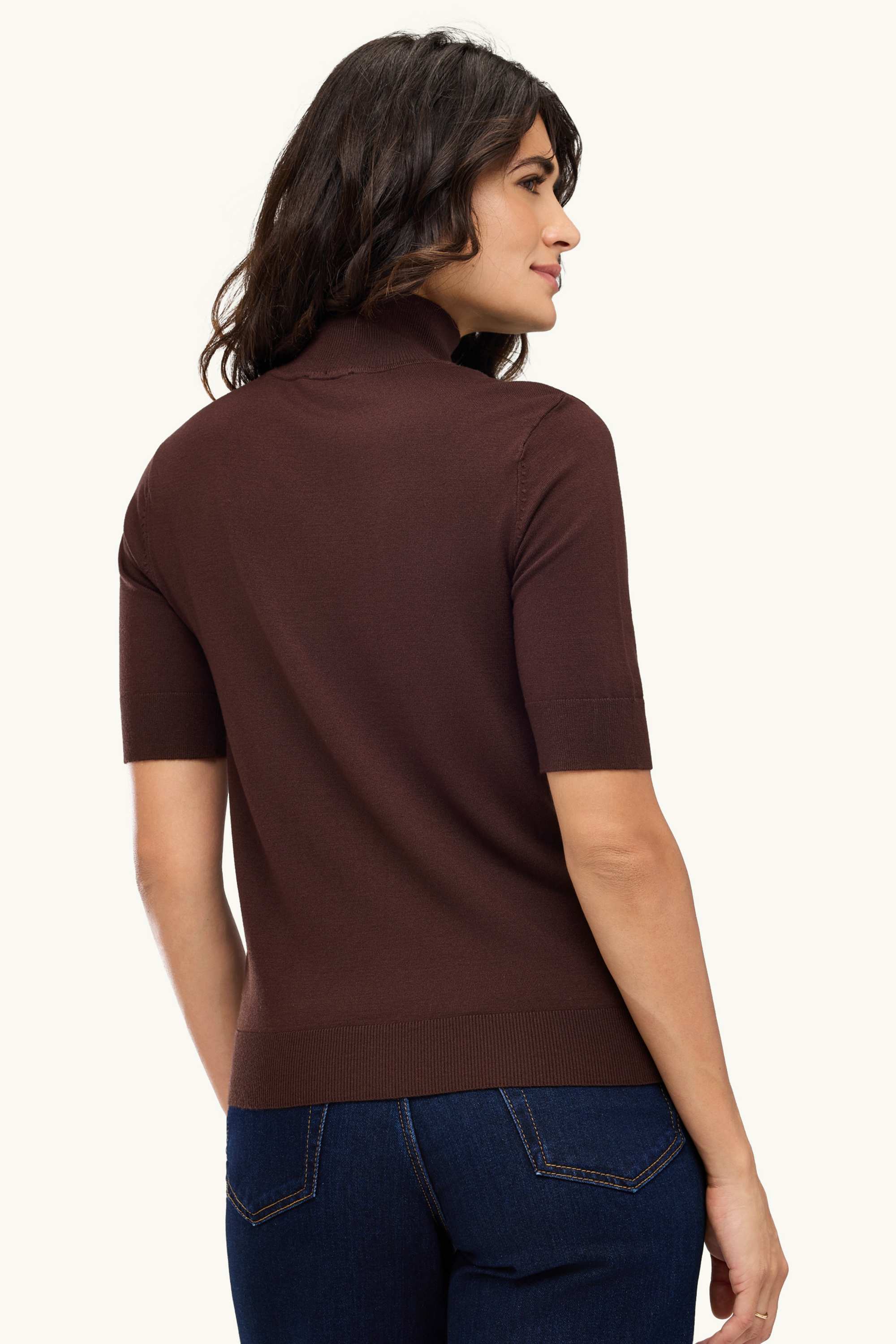 Knitted jumper - short sleeve dark brown
