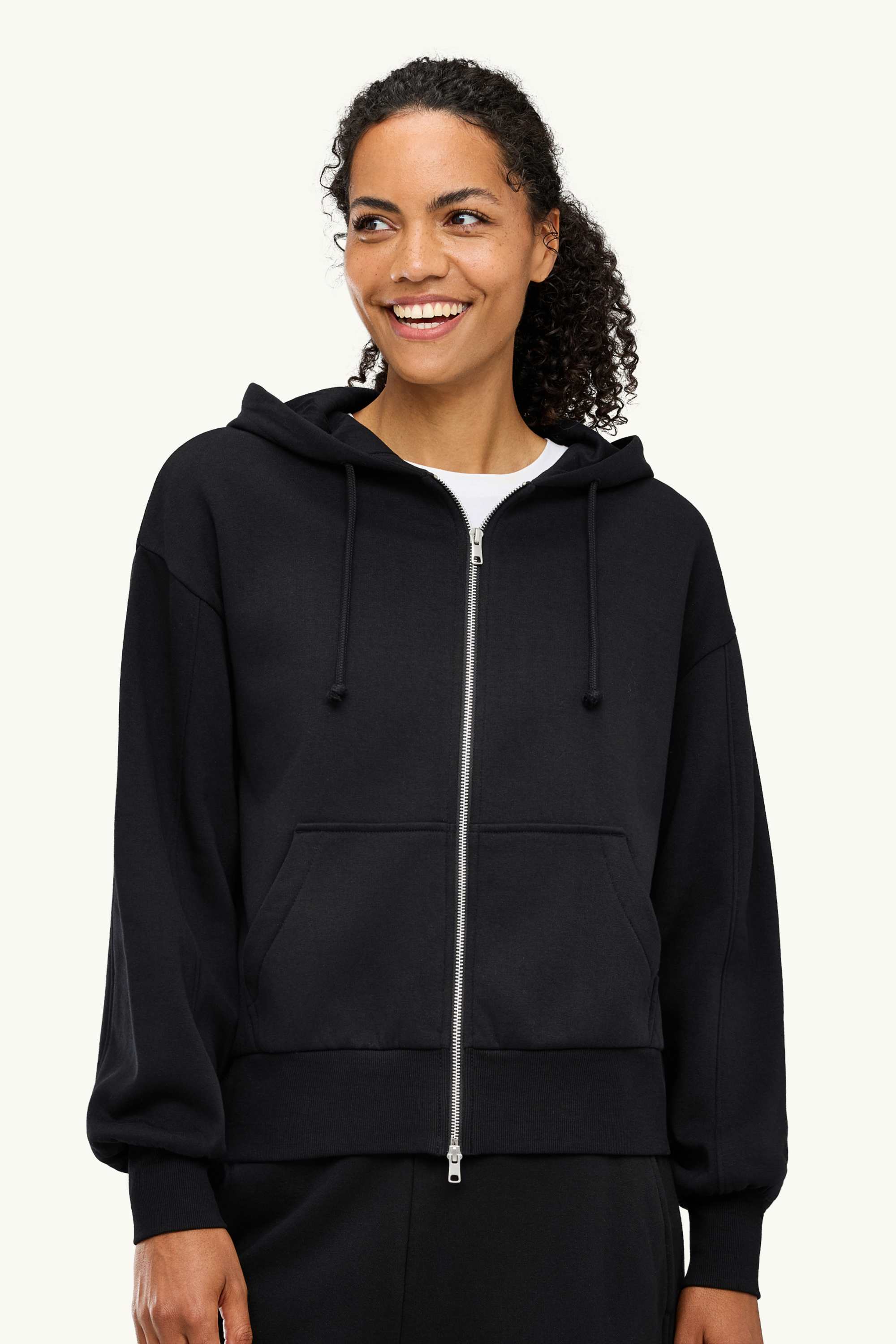 Zip-through hoodie black