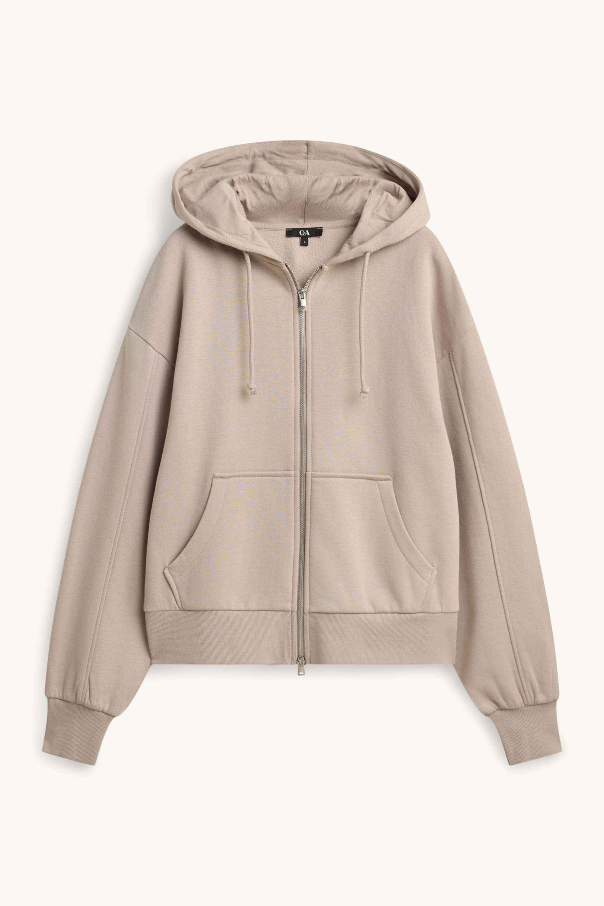 Zip-through hoodie beige