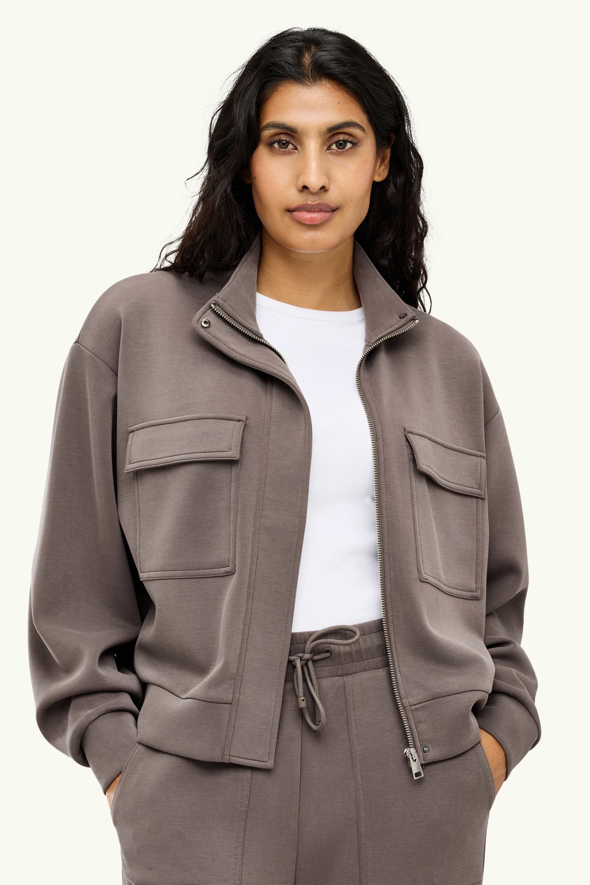Zip-through sweatshirt taupe