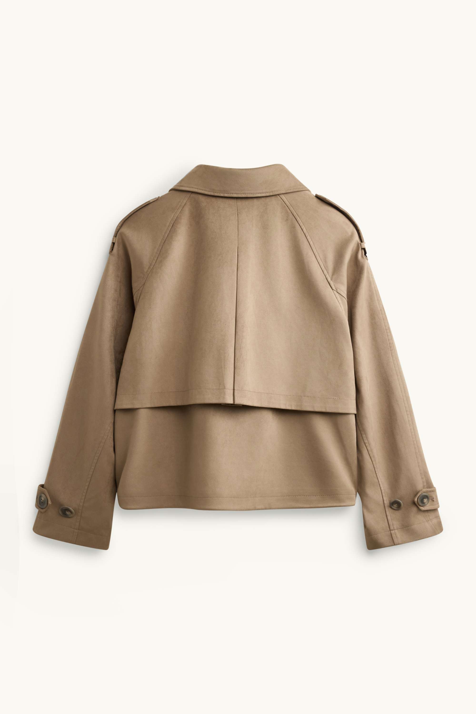 Cropped trench coat - faux suede light brown