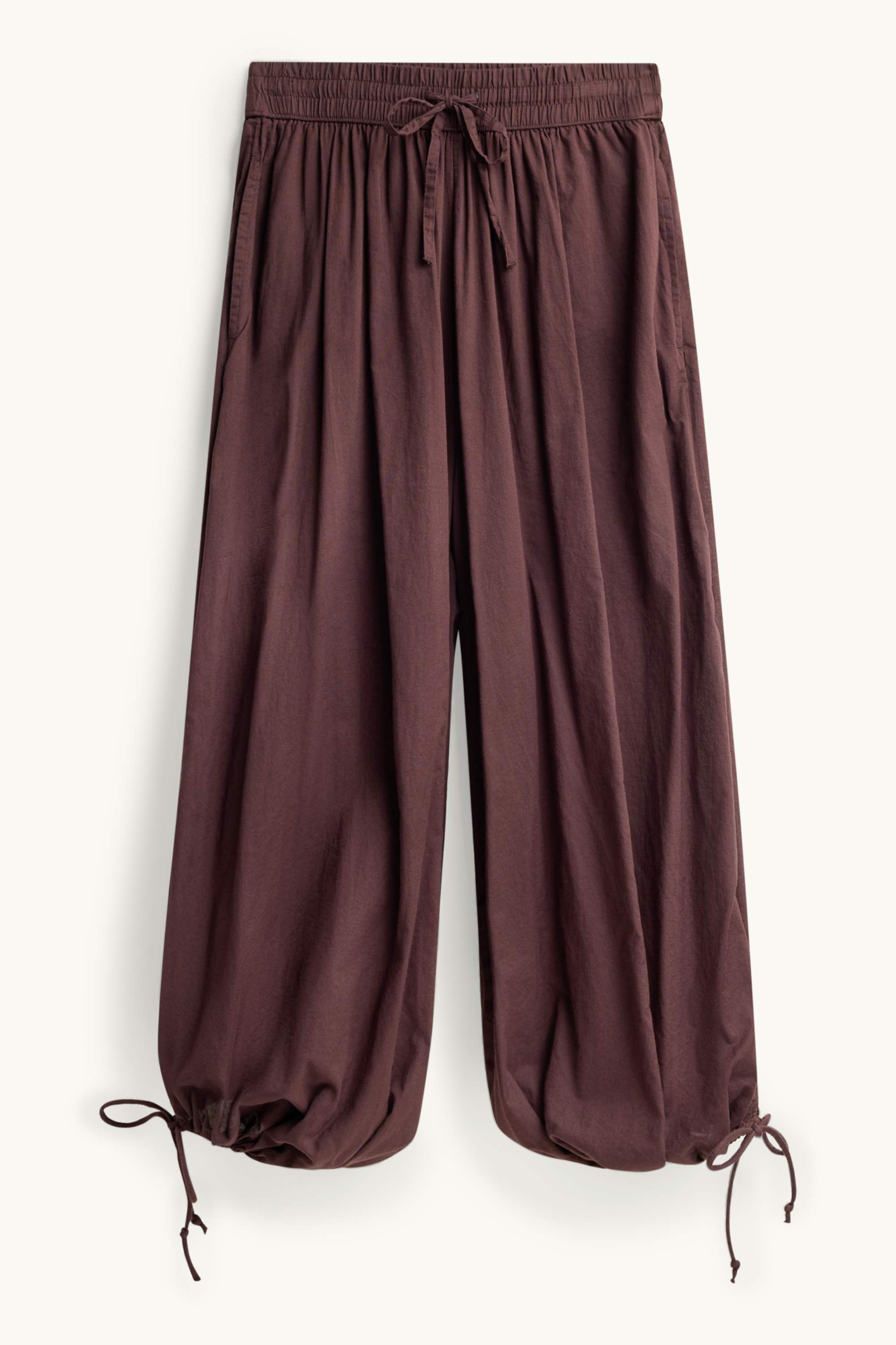 Harem trousers - mid-rise waist - balloon leg brown