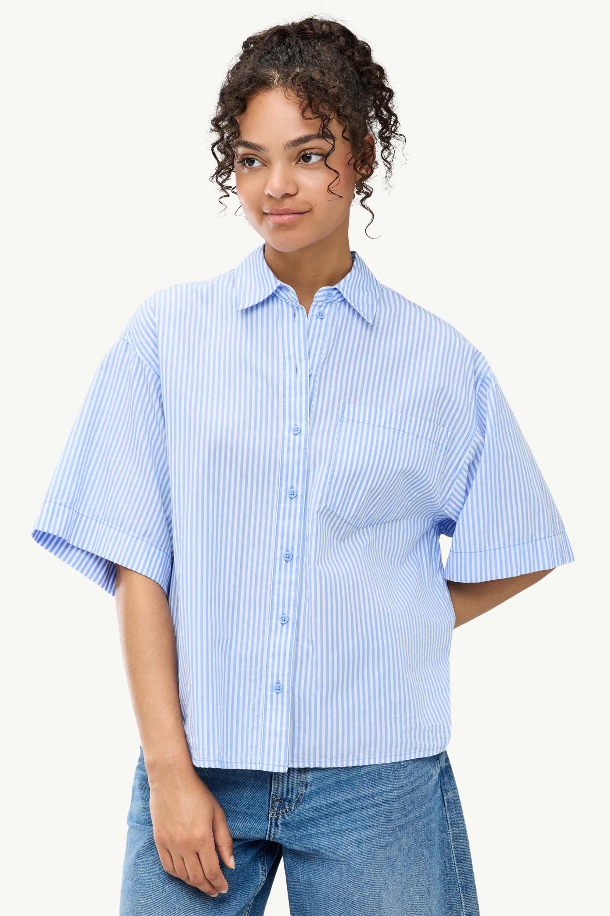Shirt blouse - striped light blue