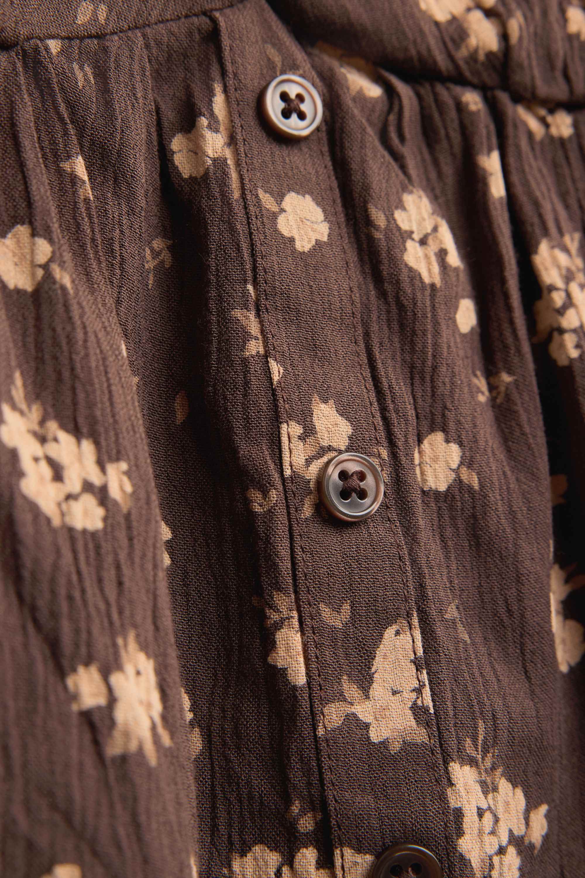 V-neck top - floral brown