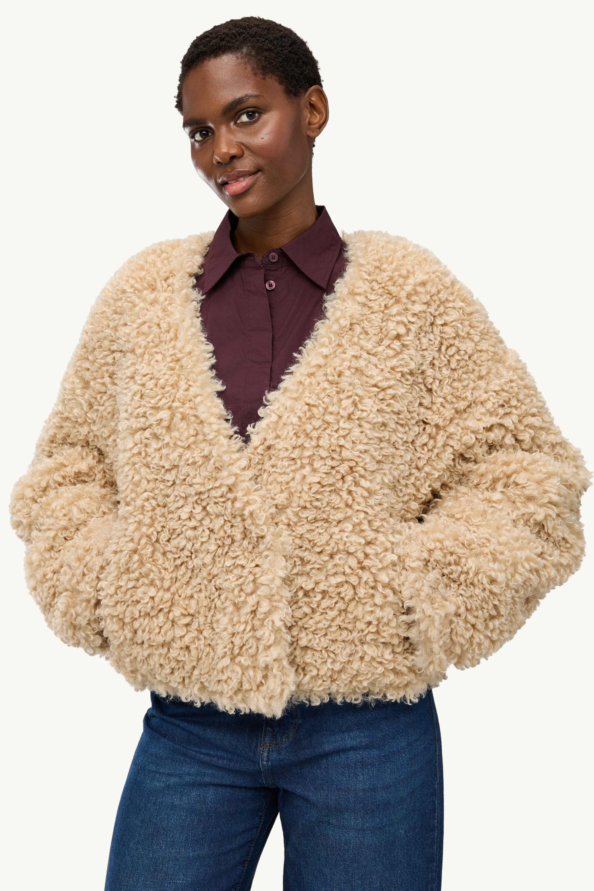 Teddy fur jacket beige