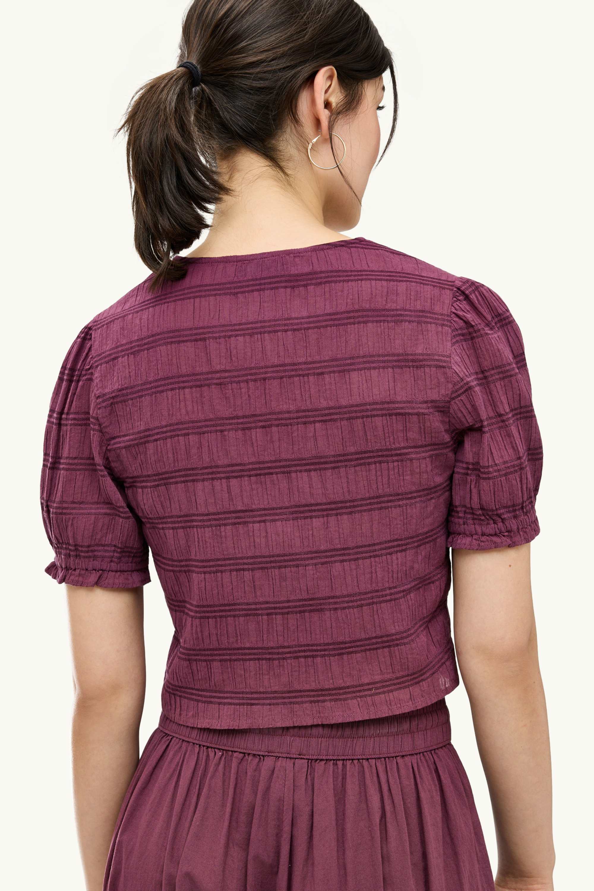 Cropped blouse - smocked purple