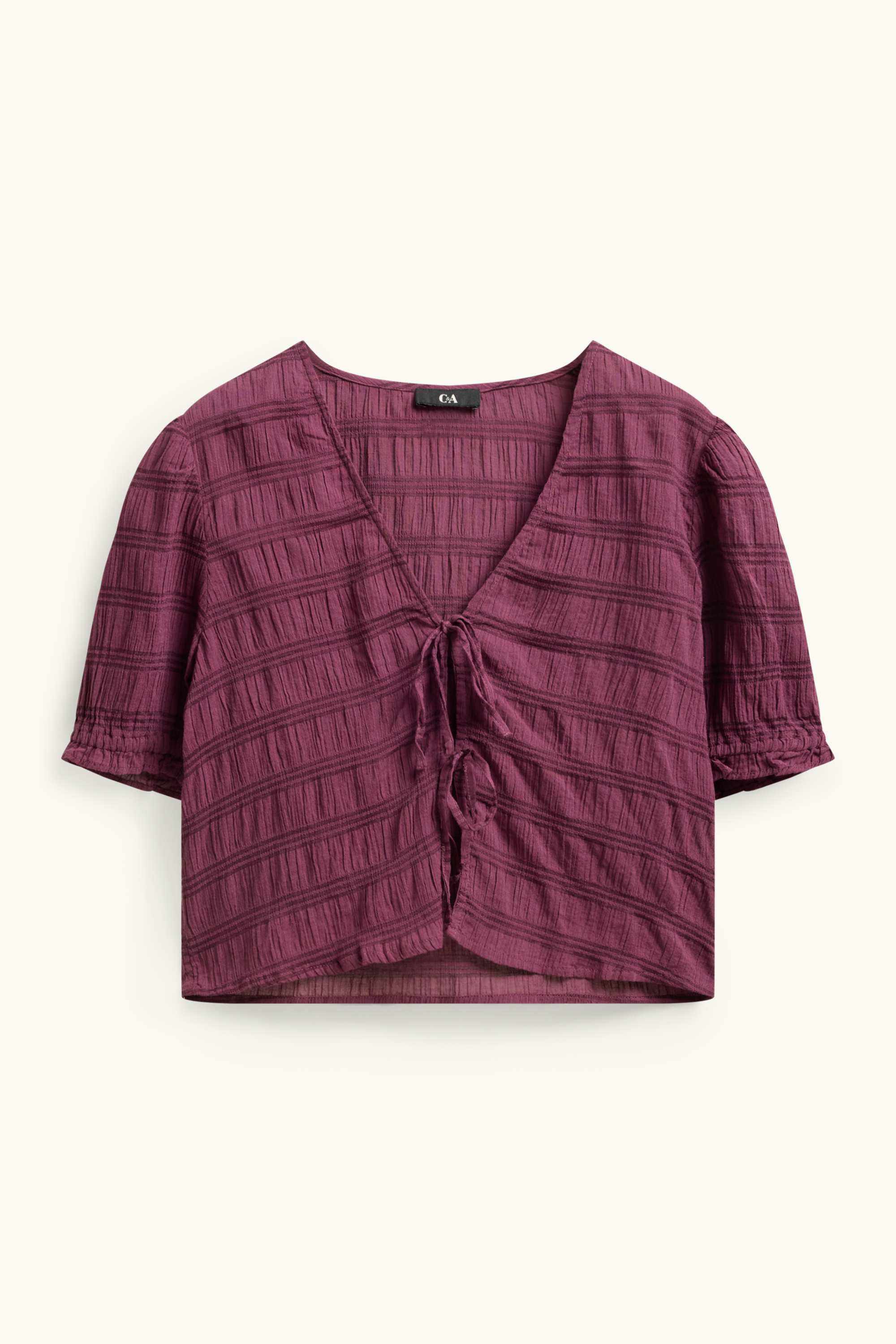 Cropped blouse - smocked purple