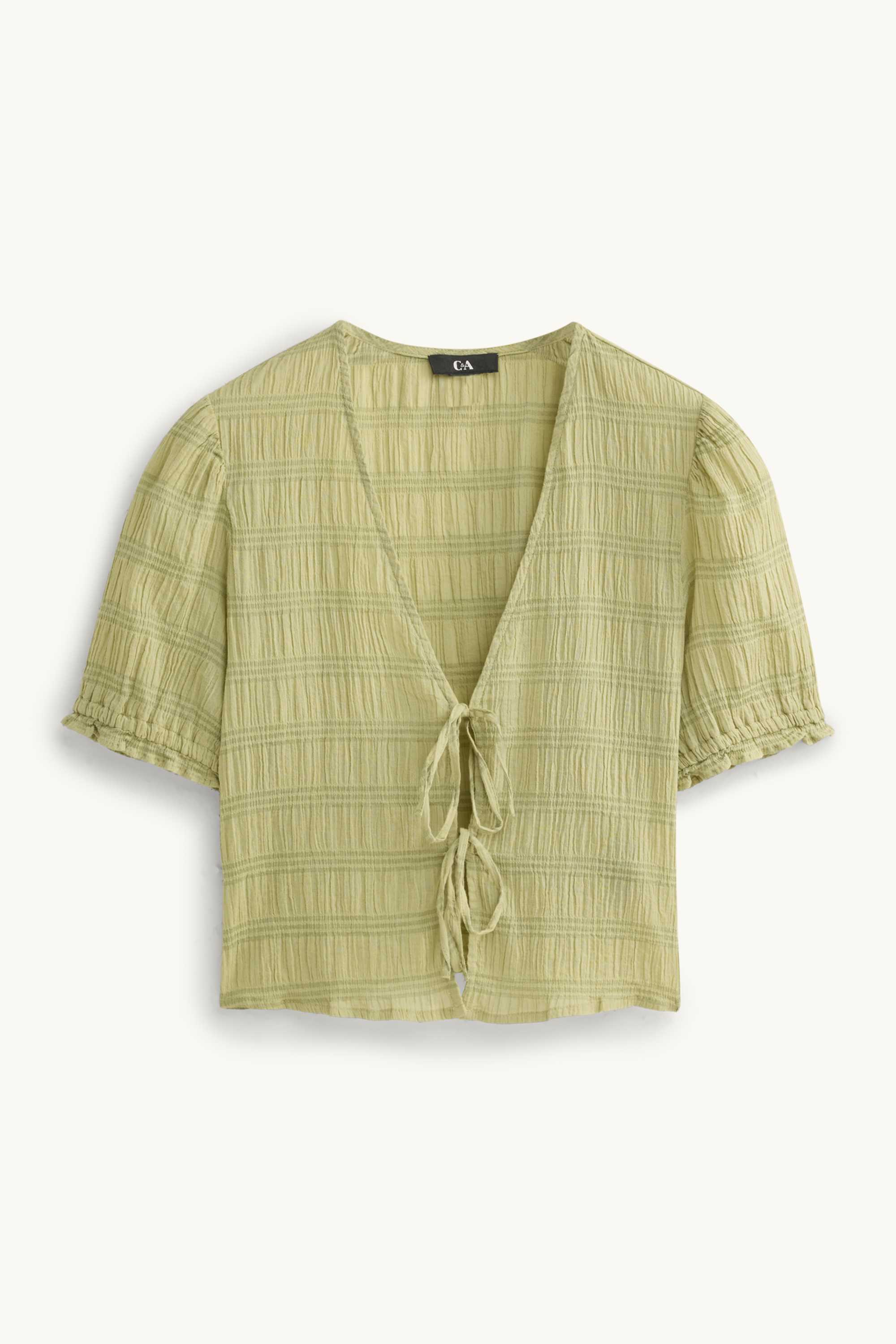 Cropped blouse - smocked light green