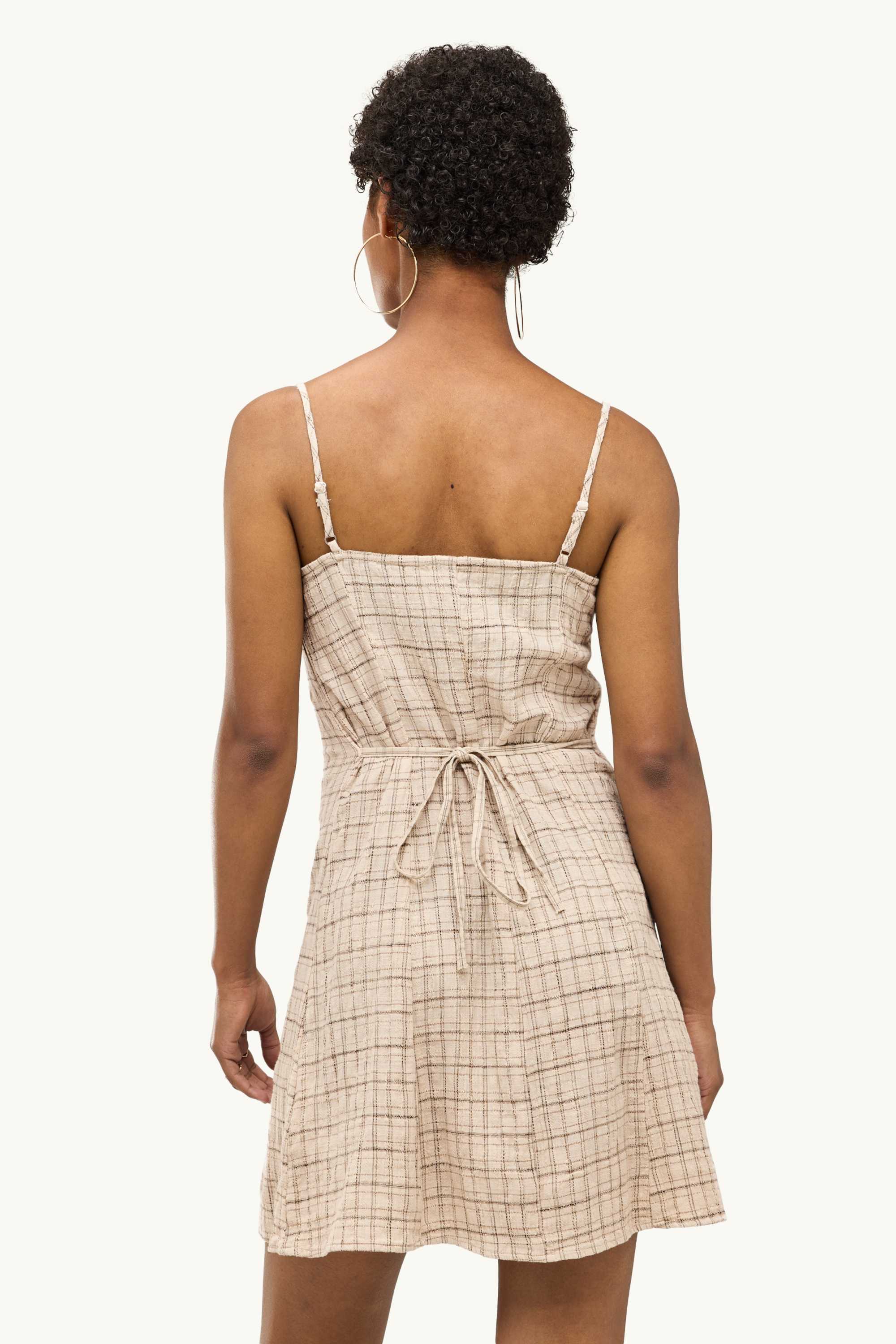 Fit & flare dress - check beige