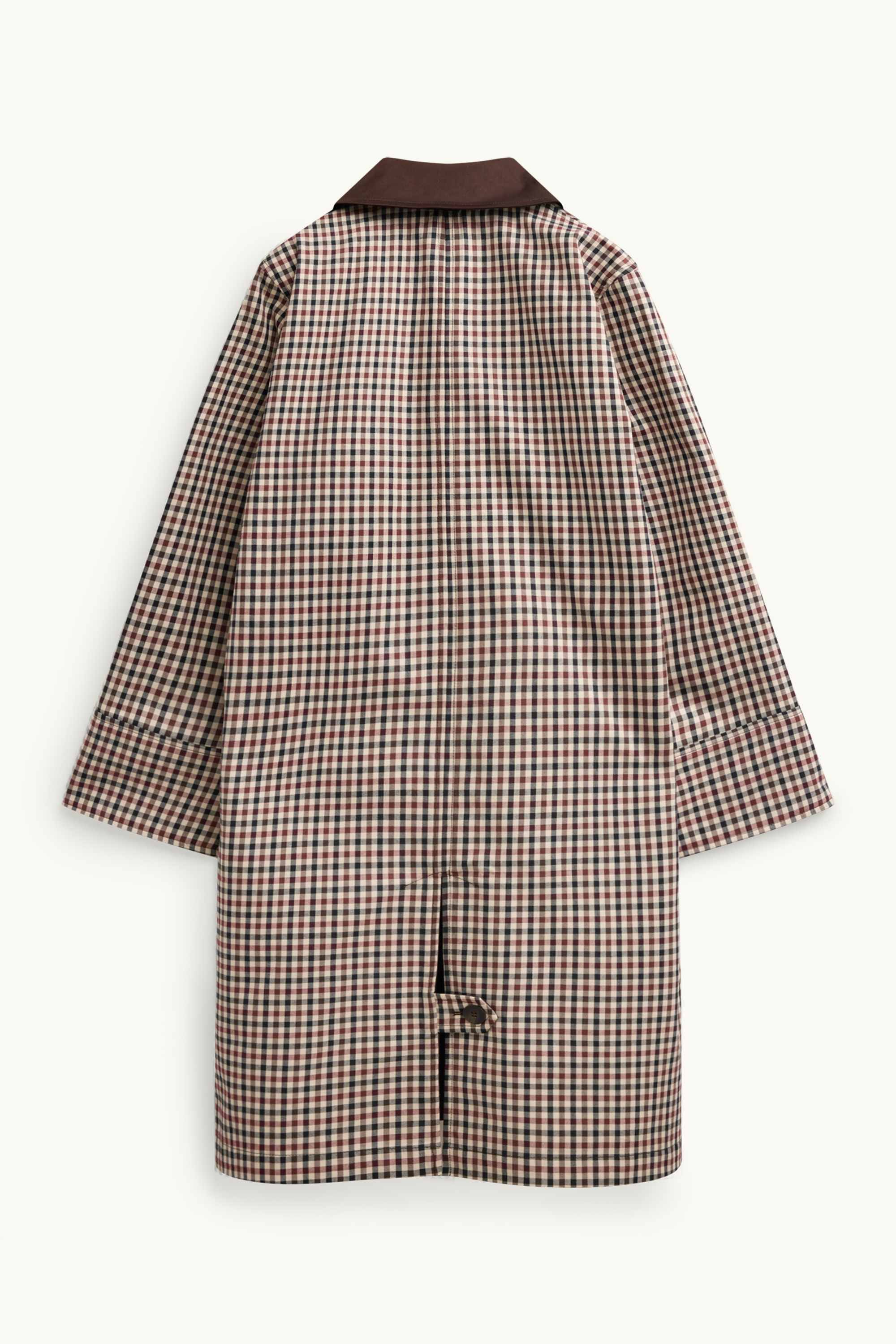 Coat - check brown / dark red