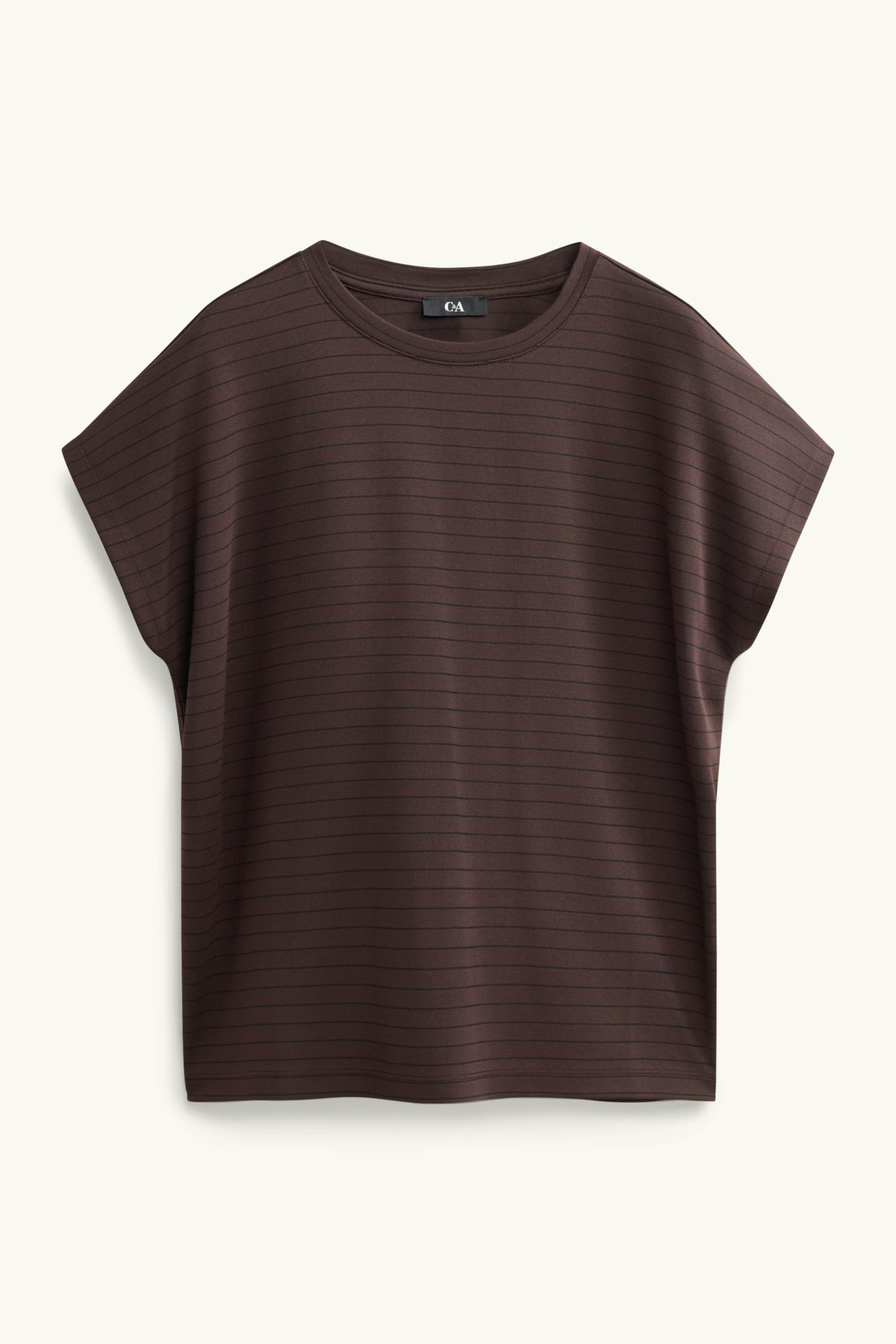 T-shirt - regular fit - striped dark brown