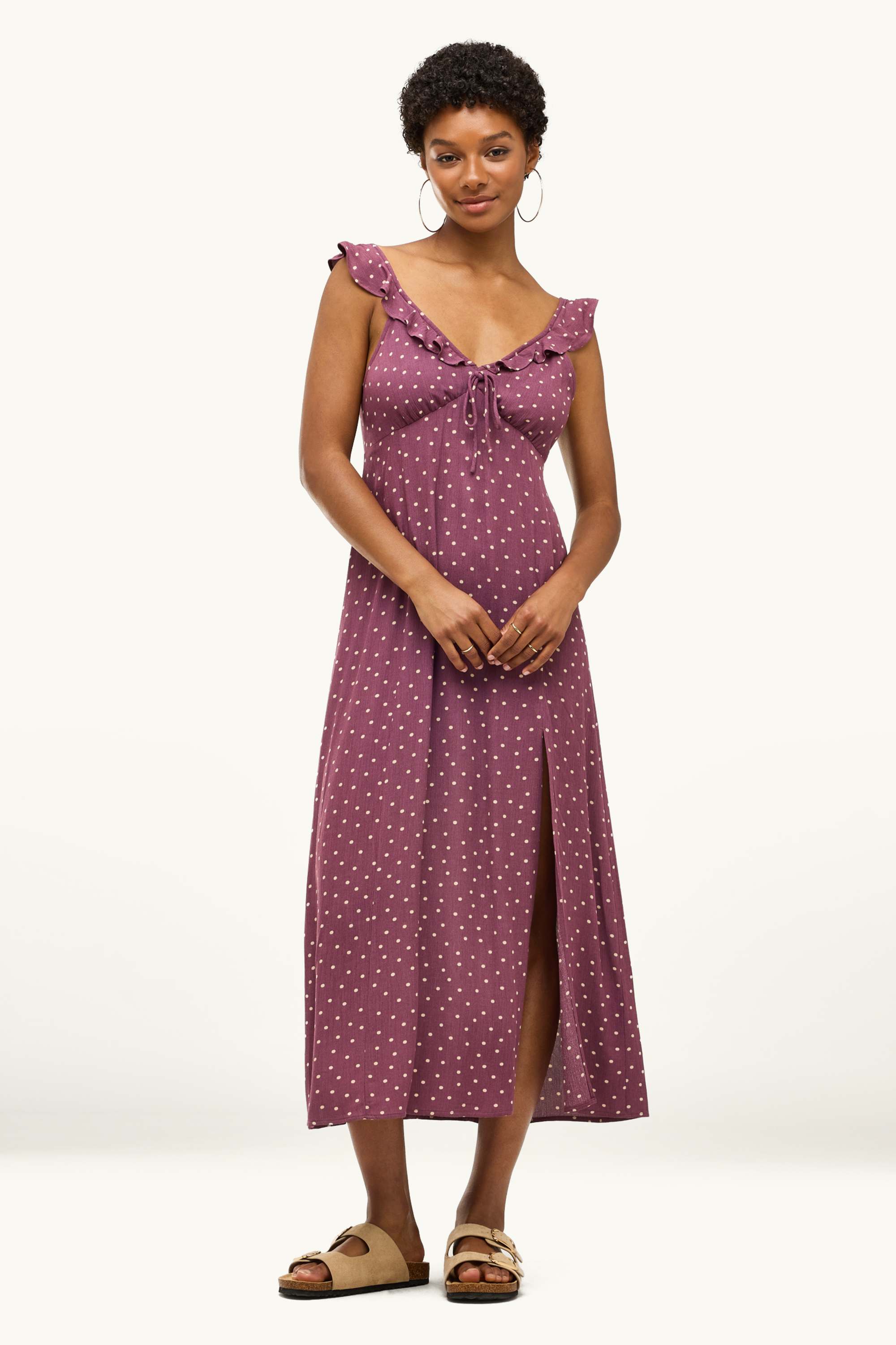 Dress - polka dot - textured purple