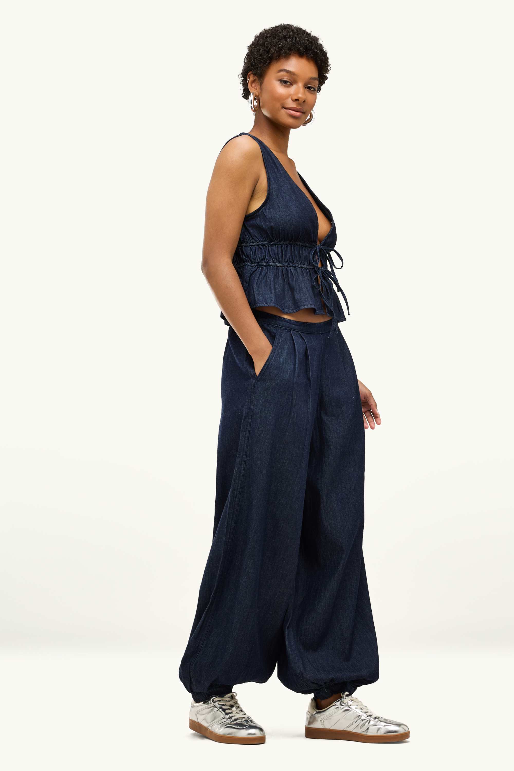 Balloon jeans - low-rise waist dark blue