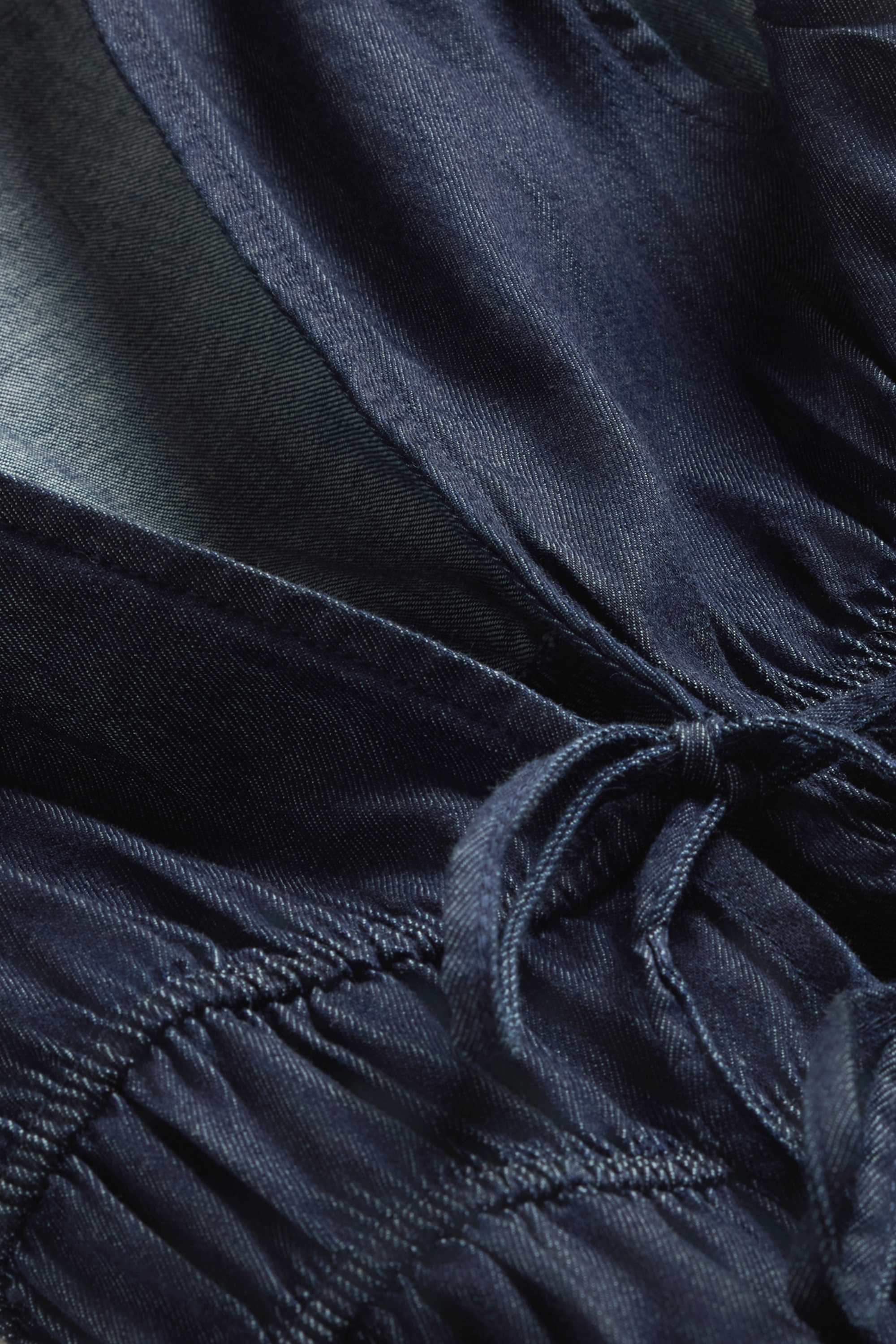 Blouse top - denim look - smocked dark blue