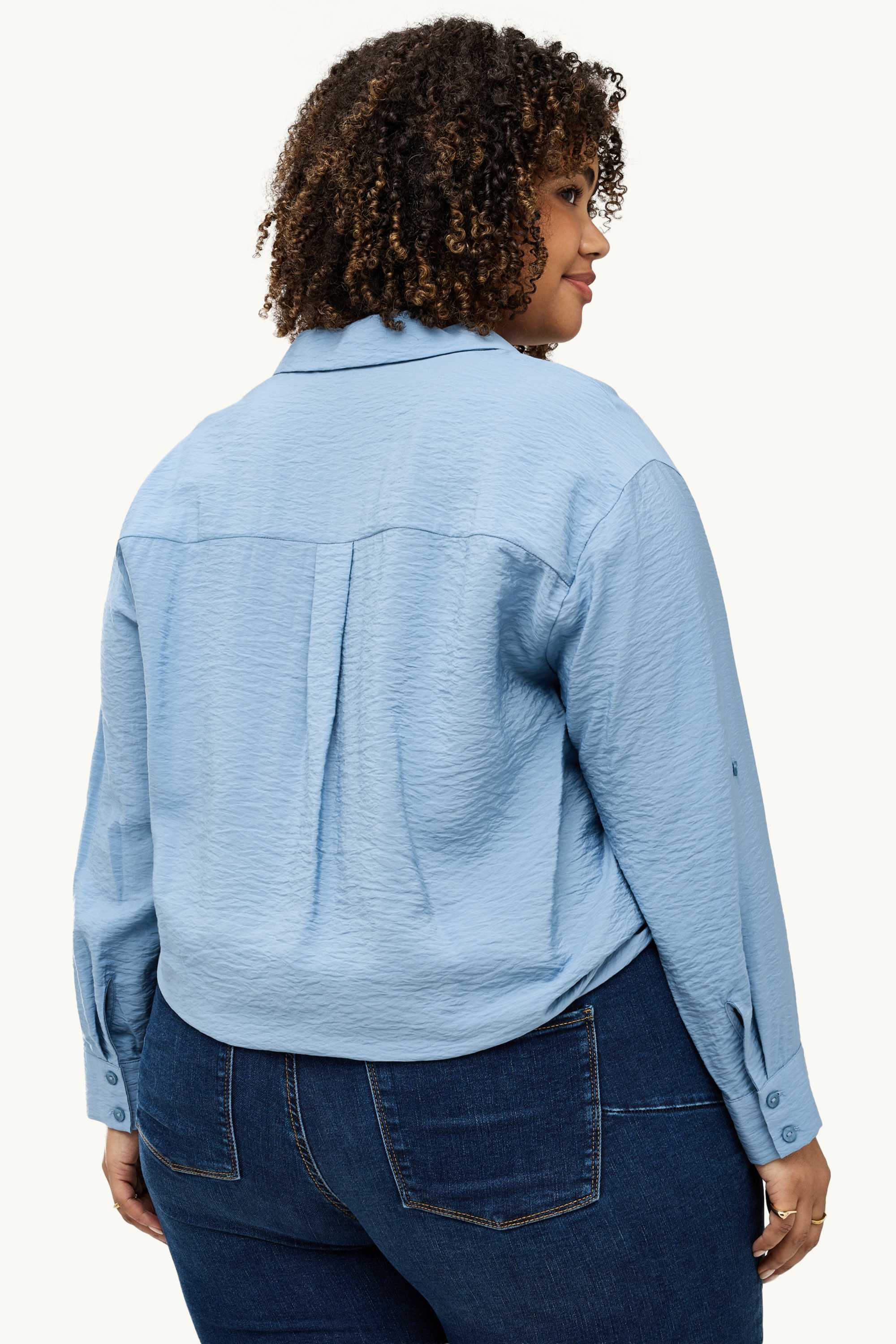 Shirt blouse with knot detail light blue