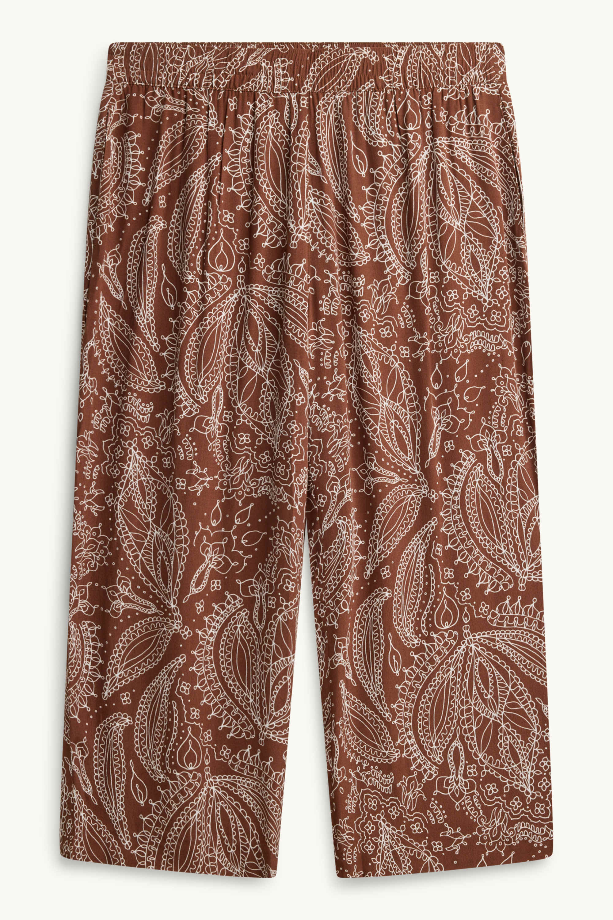 Cropped cloth trousers - high waist - palazzo - patterned brown