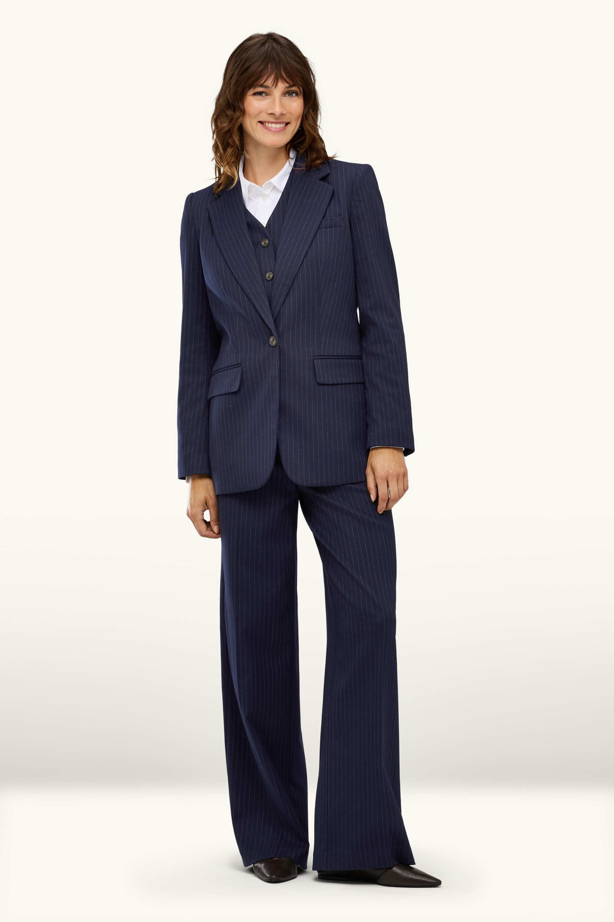 Long blazer - regular fit - pinstripes dark blue