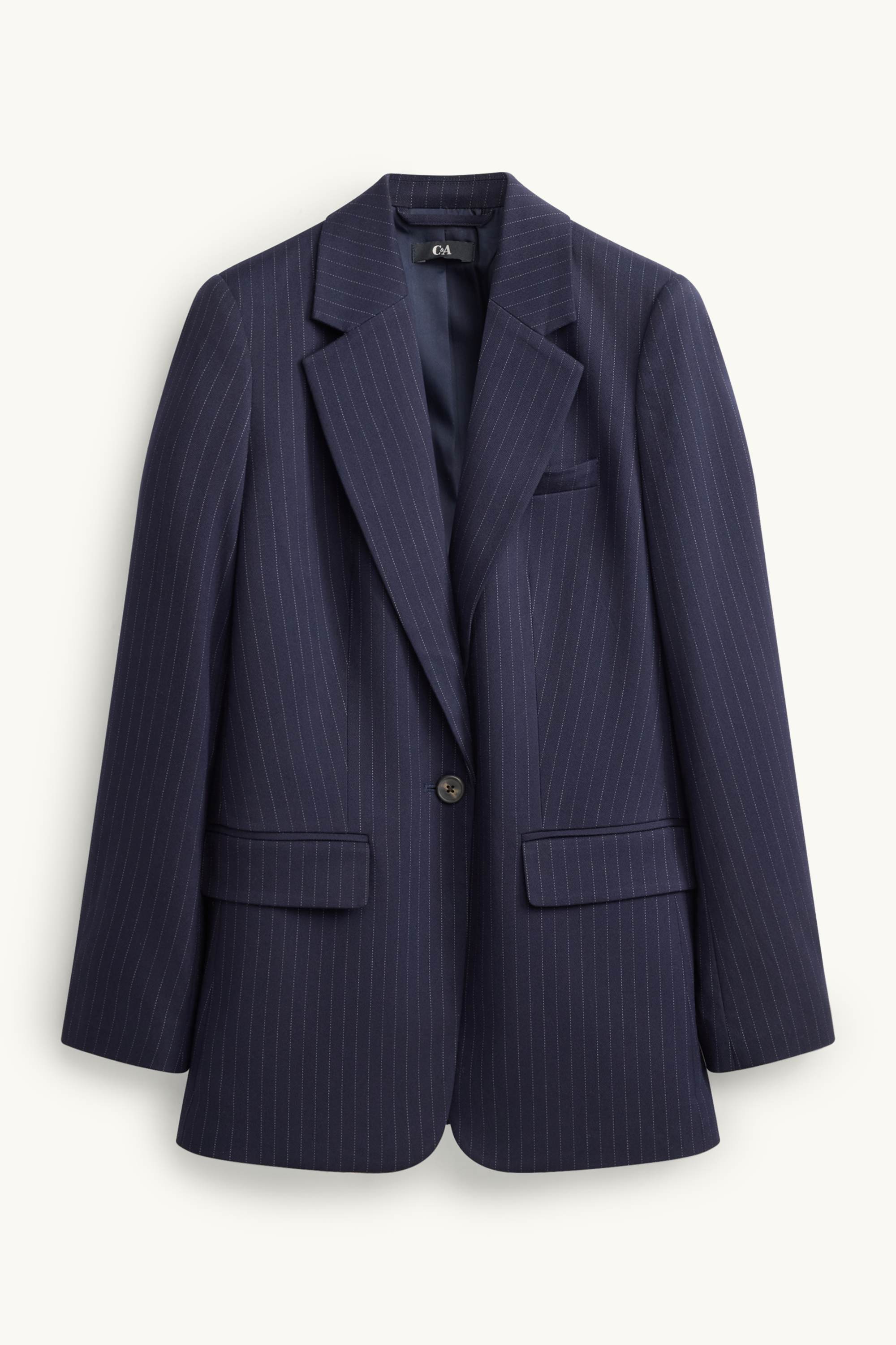 Long blazer - regular fit - pinstripes dark blue
