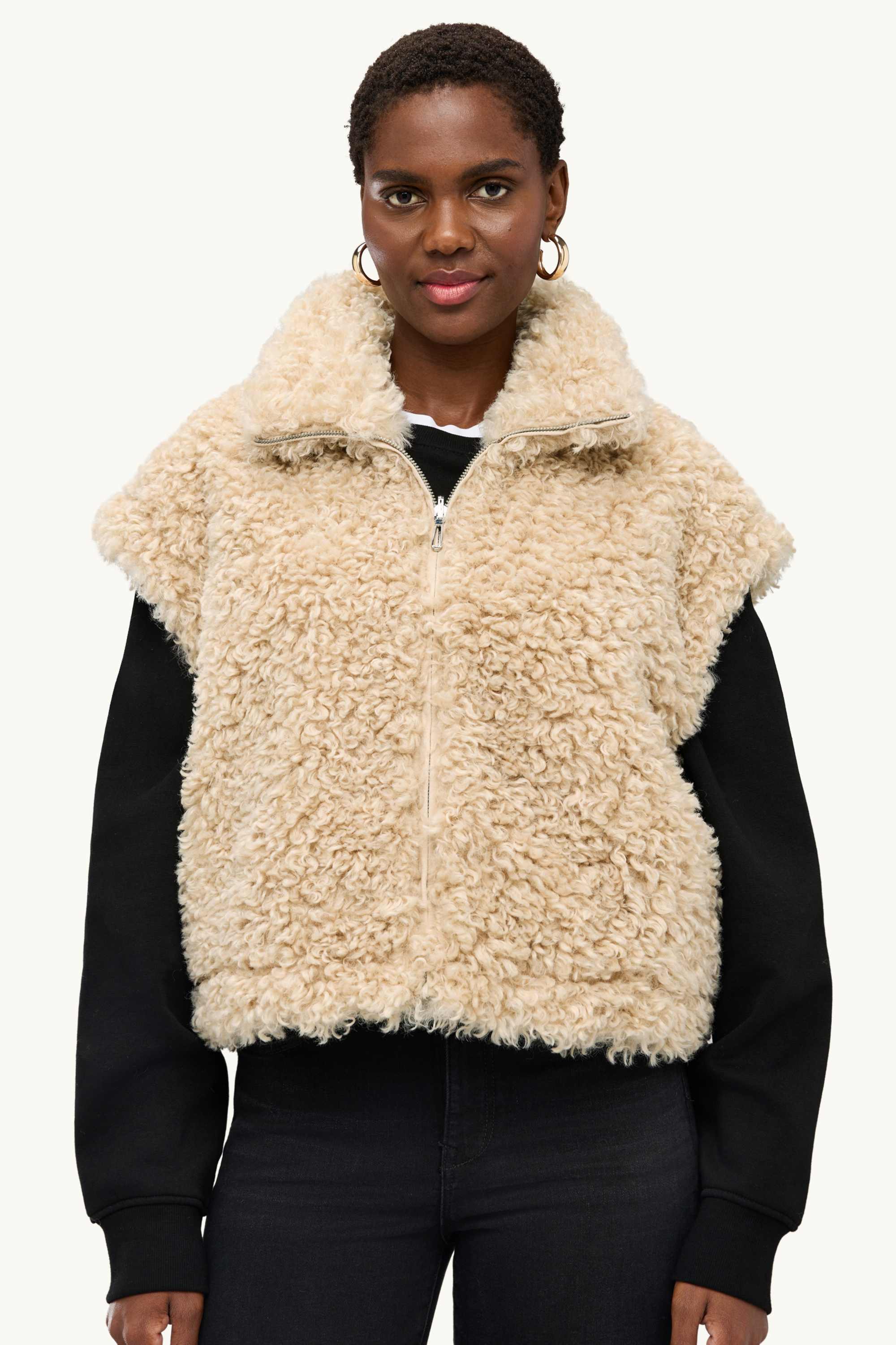 Reversible gilet beige