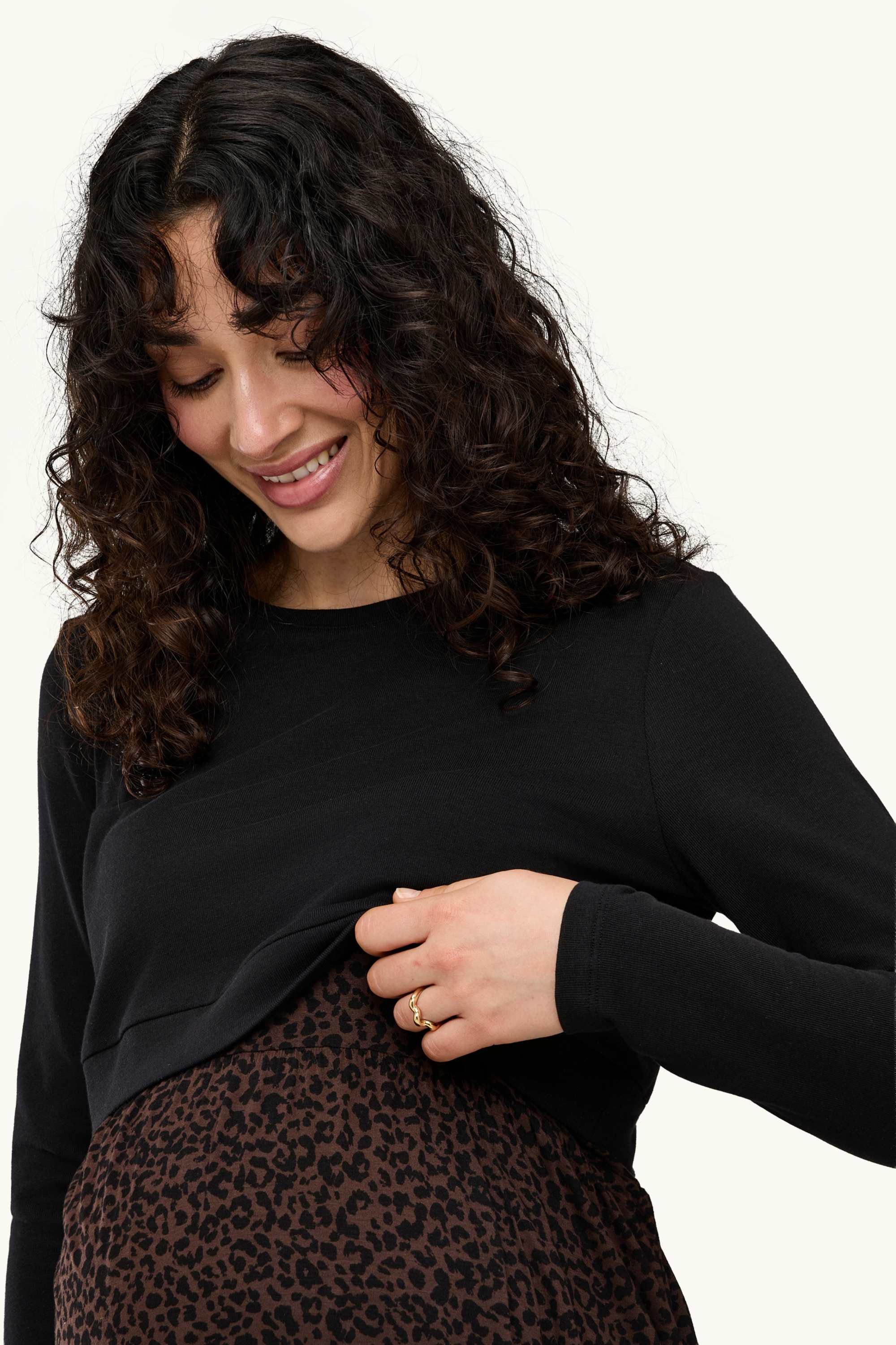 Nursing dress - leopard print black
