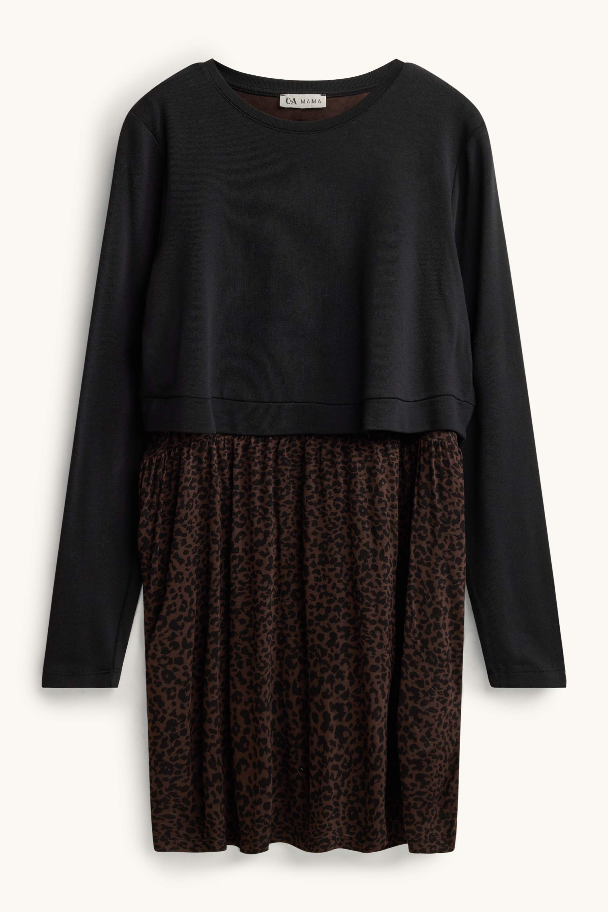 Nursing dress - leopard print black