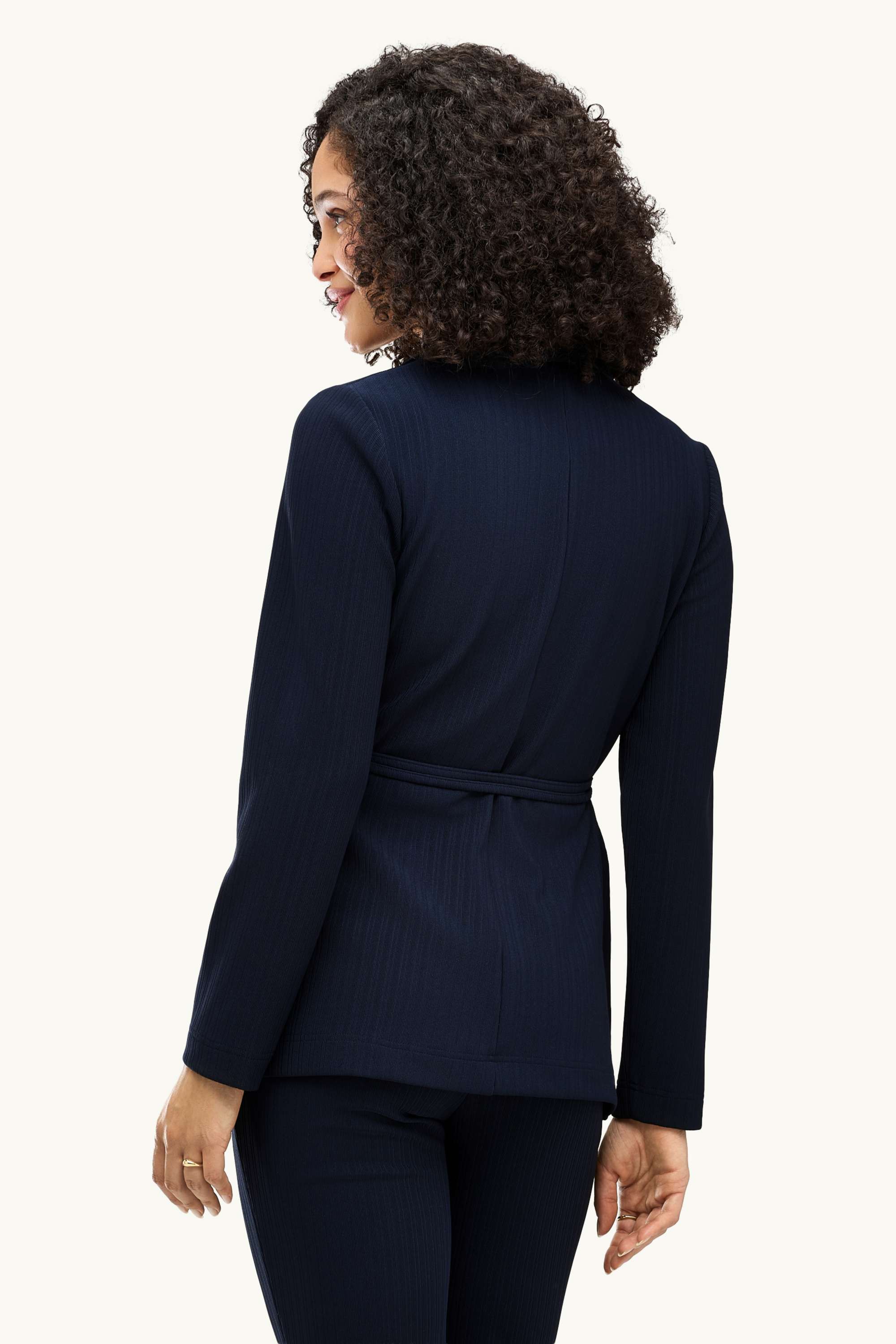 Long blazer - fitted - ribbed dark blue