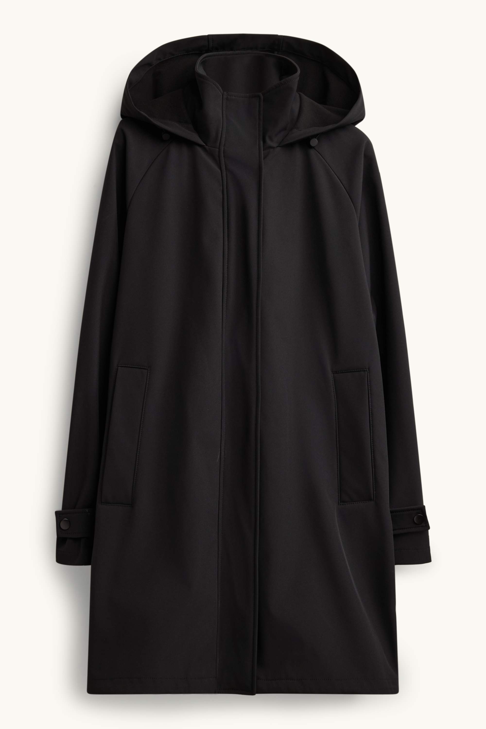 Maternity outdoor jacket with hood and baby pouch black