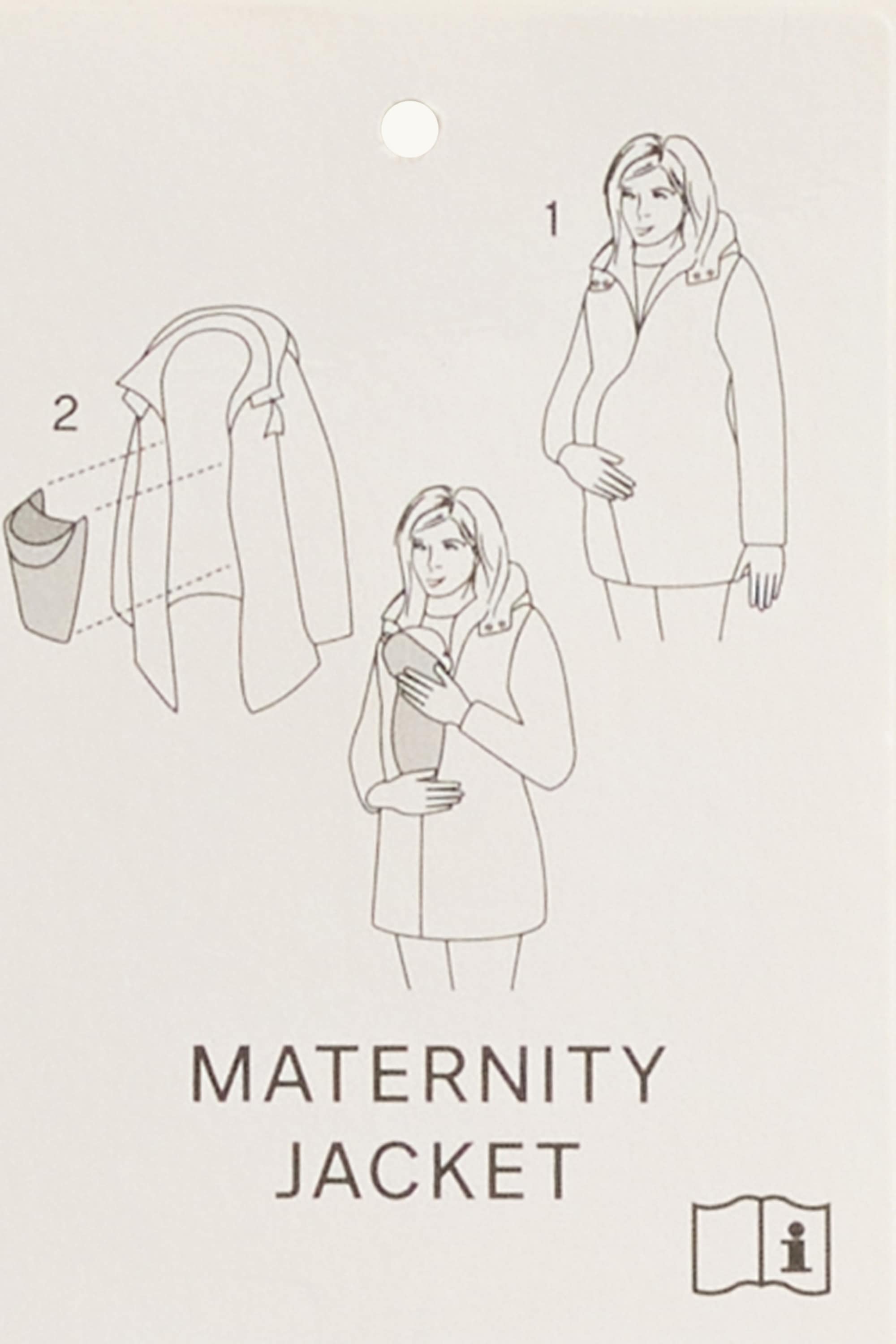 Maternity outdoor jacket with hood and baby pouch black