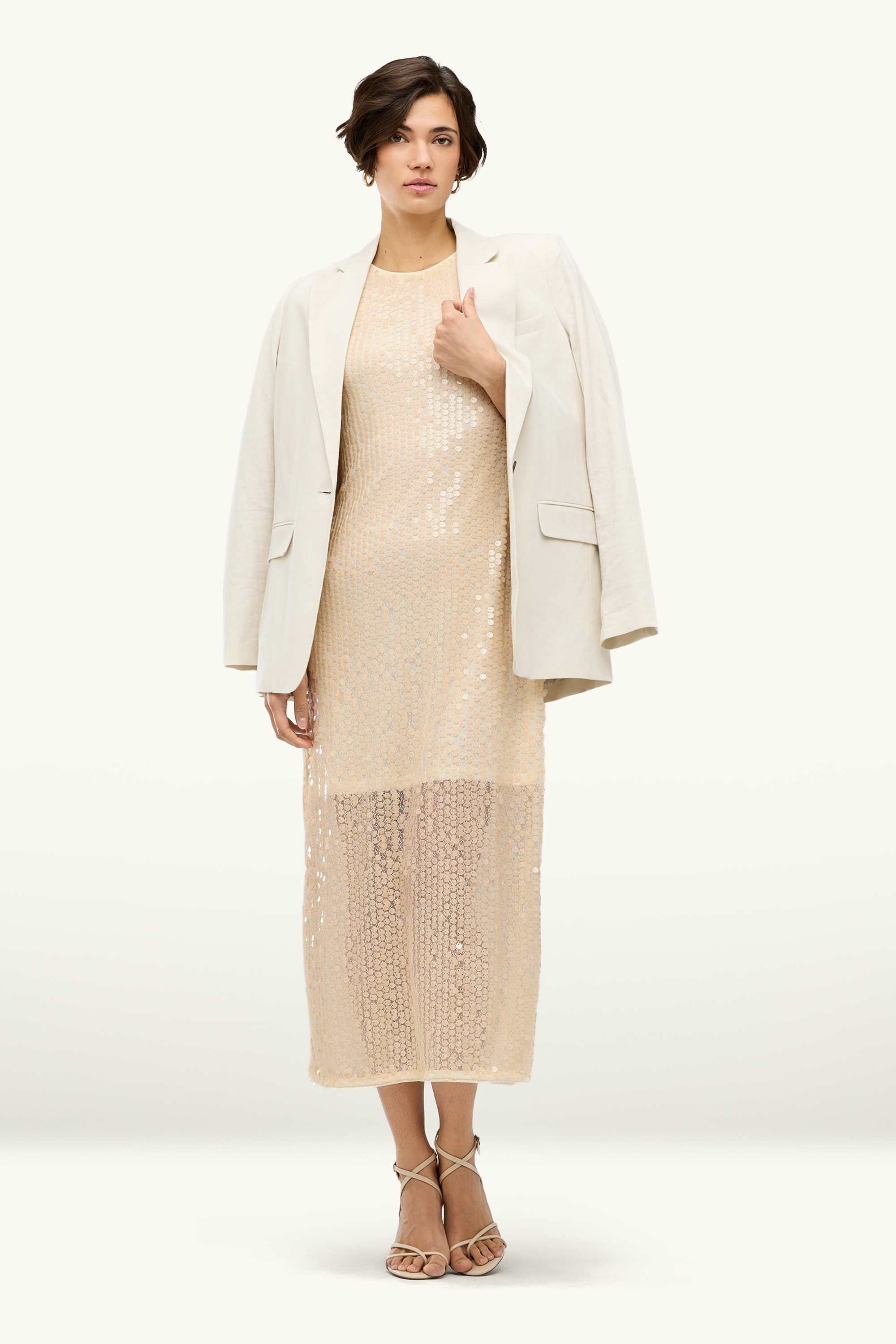 Sequin dress - straight fit beige