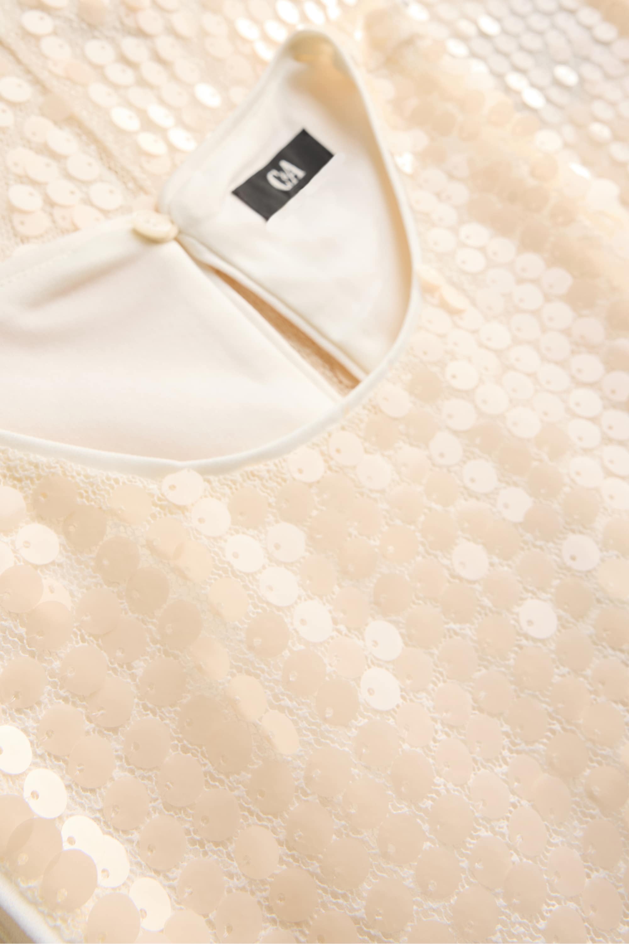 Sequin dress - straight fit beige