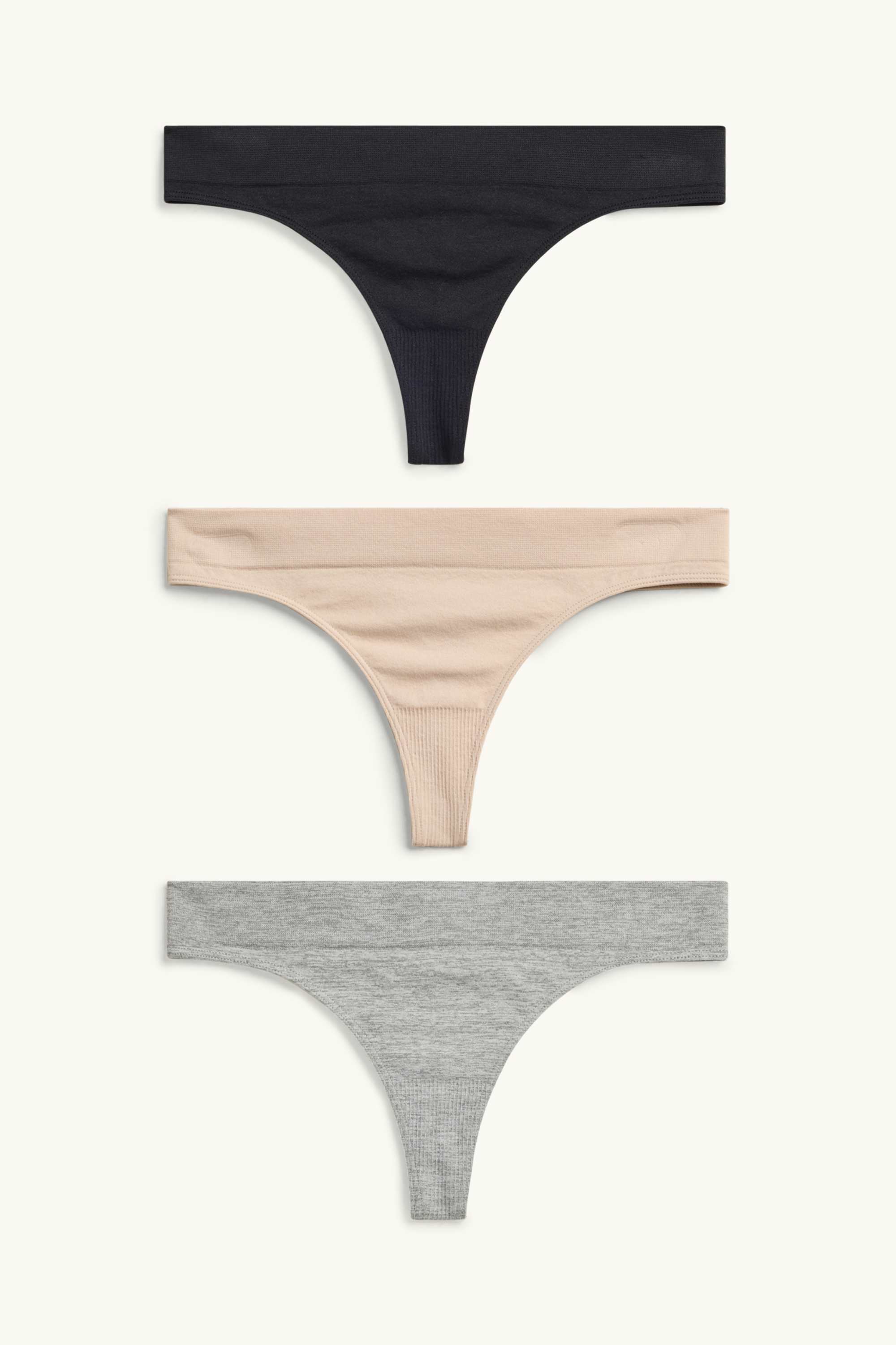 Multipack of 3 - thong - seamless beige
