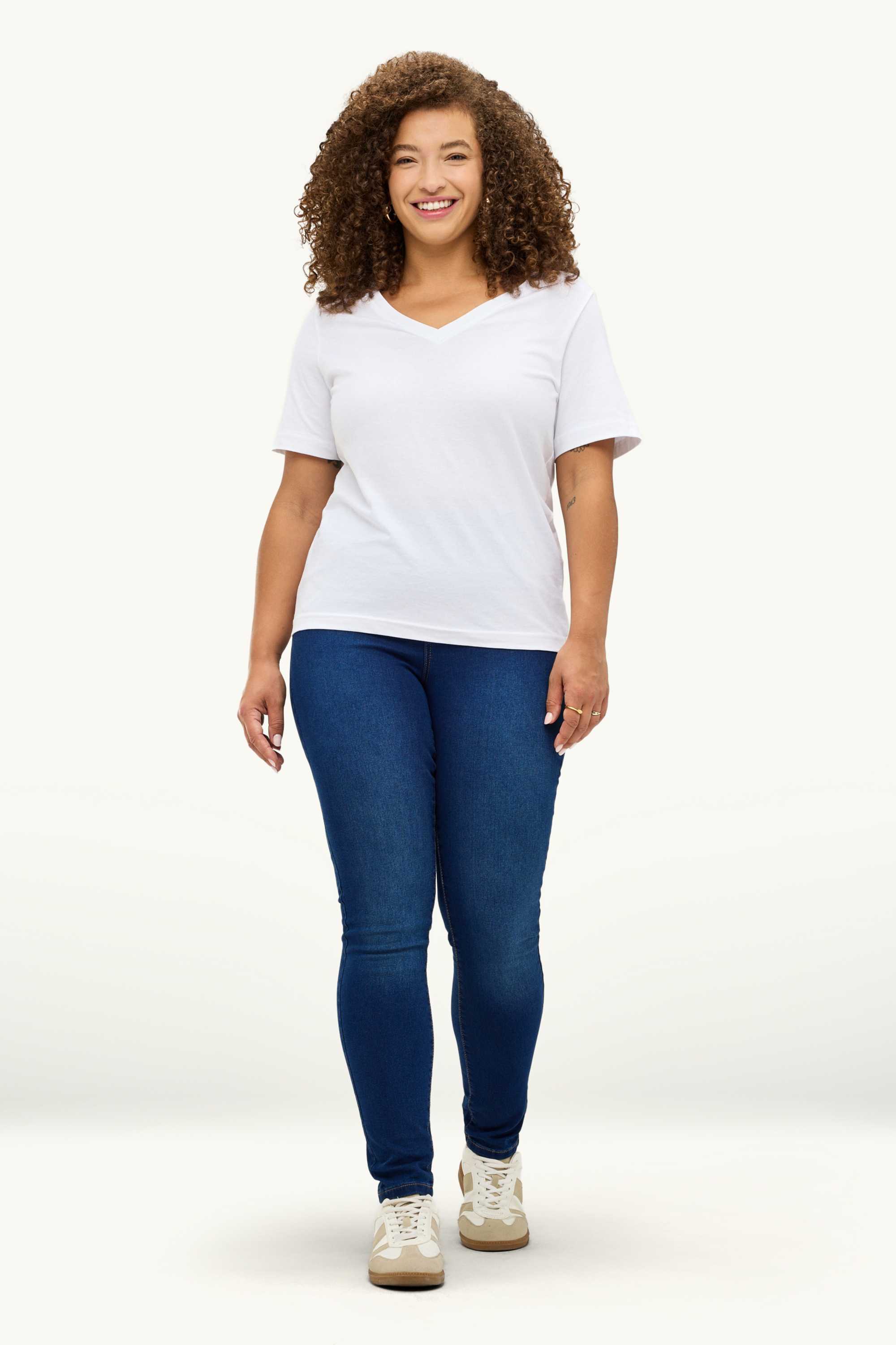 Jegging jeans - mid-rise waist blue denim