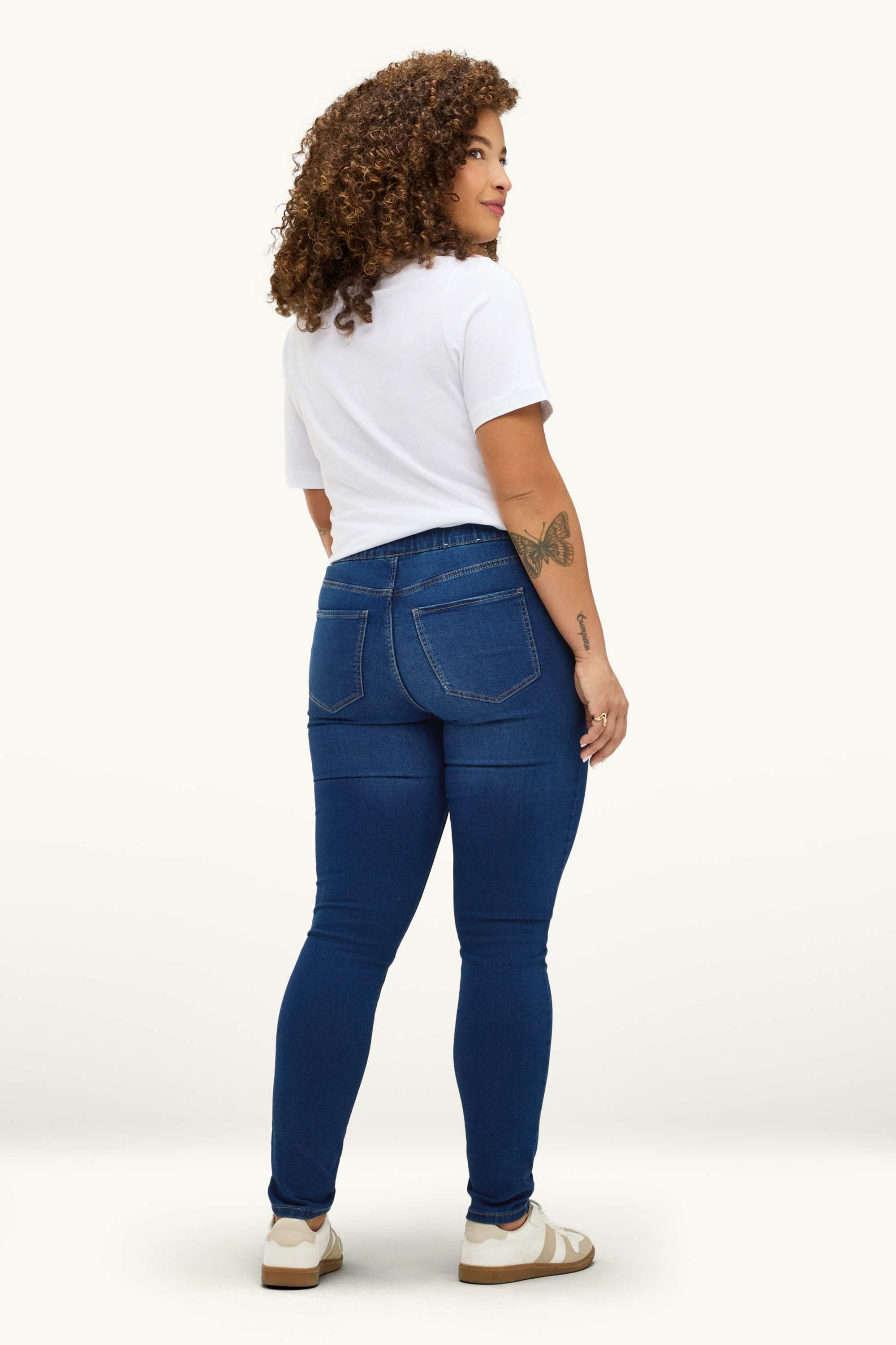 Jegging jeans - mid-rise waist blue denim