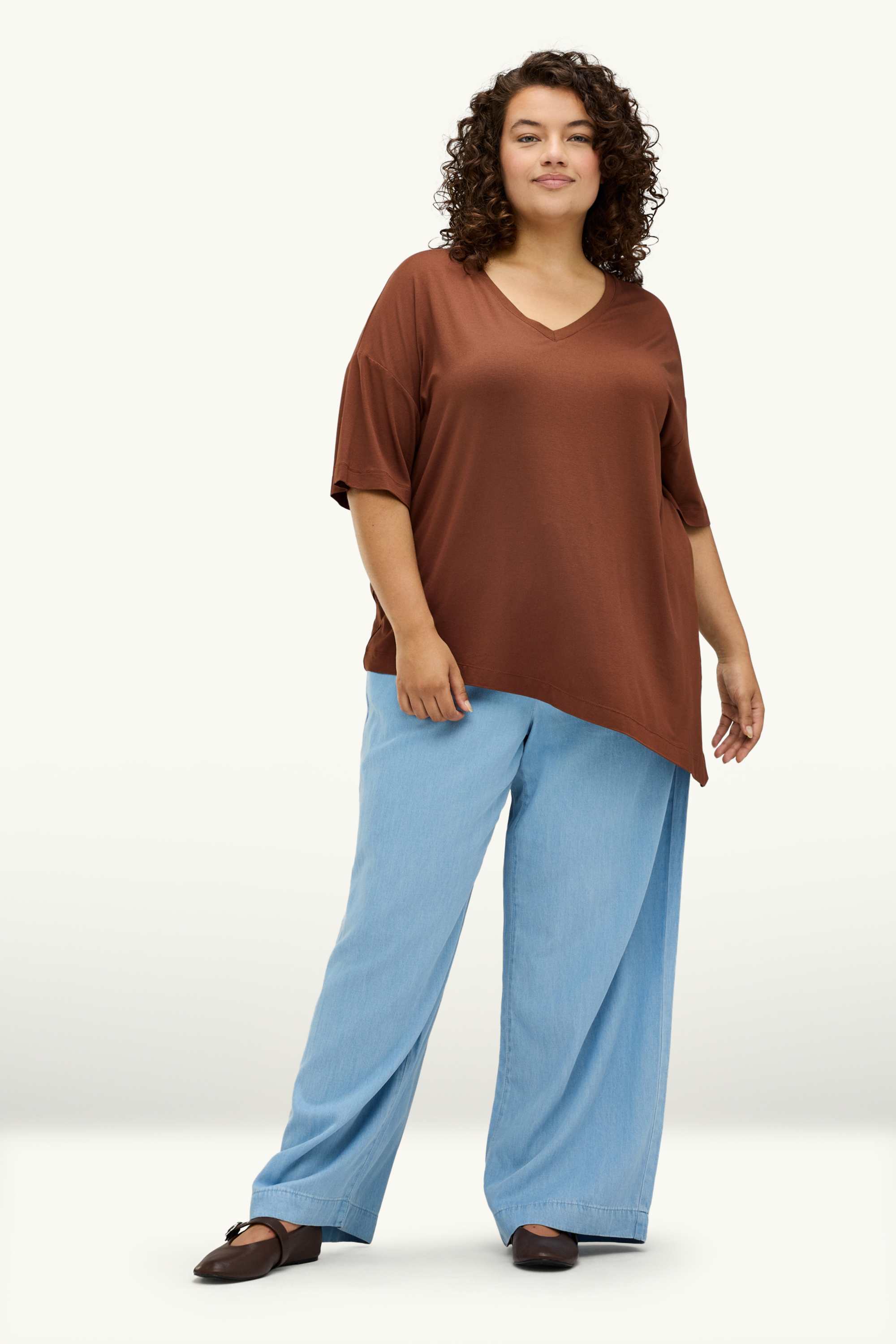 V-neck T-shirt - relaxed fit rust