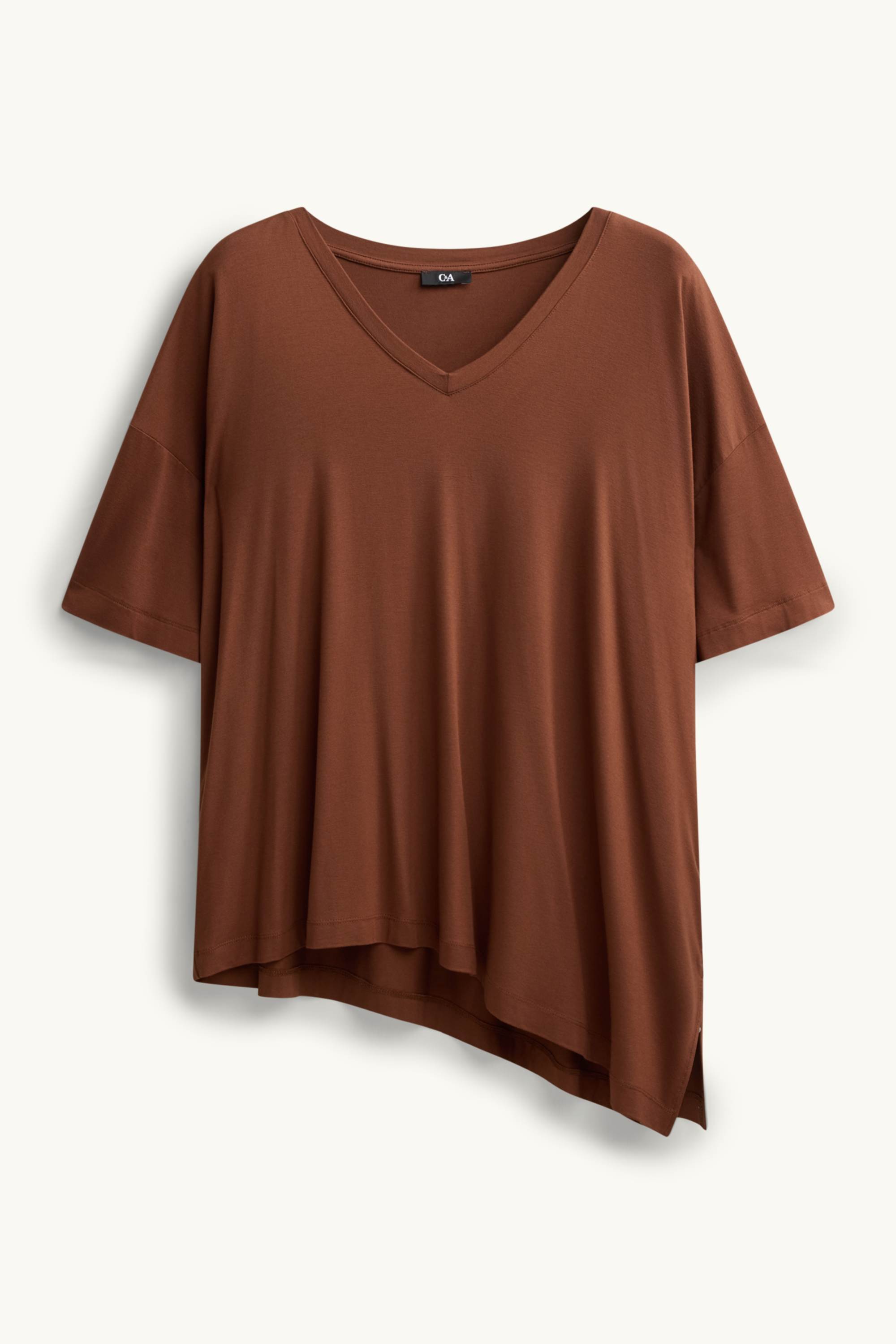 V-neck T-shirt - relaxed fit rust