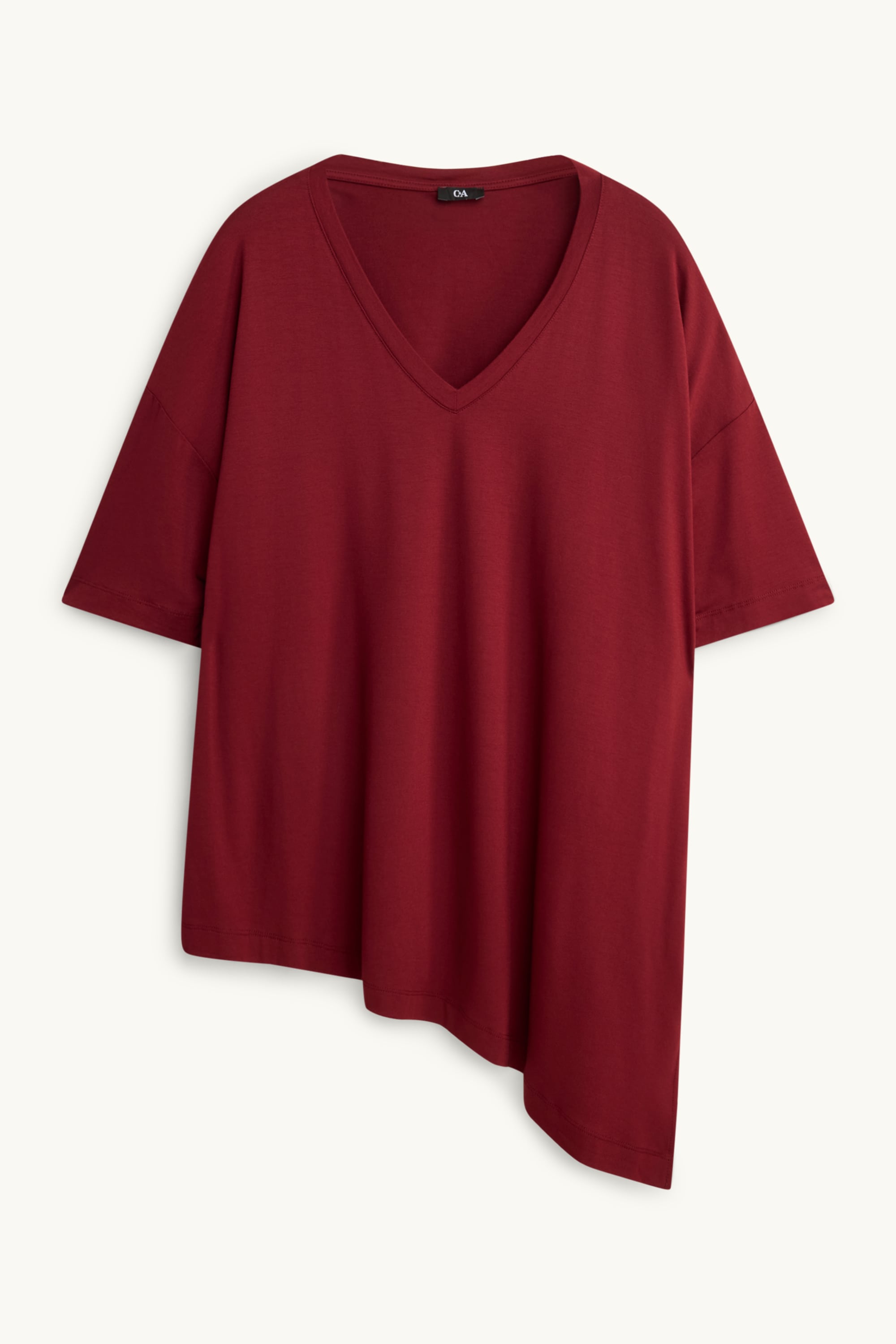 V-neck T-shirt - relaxed fit dark red