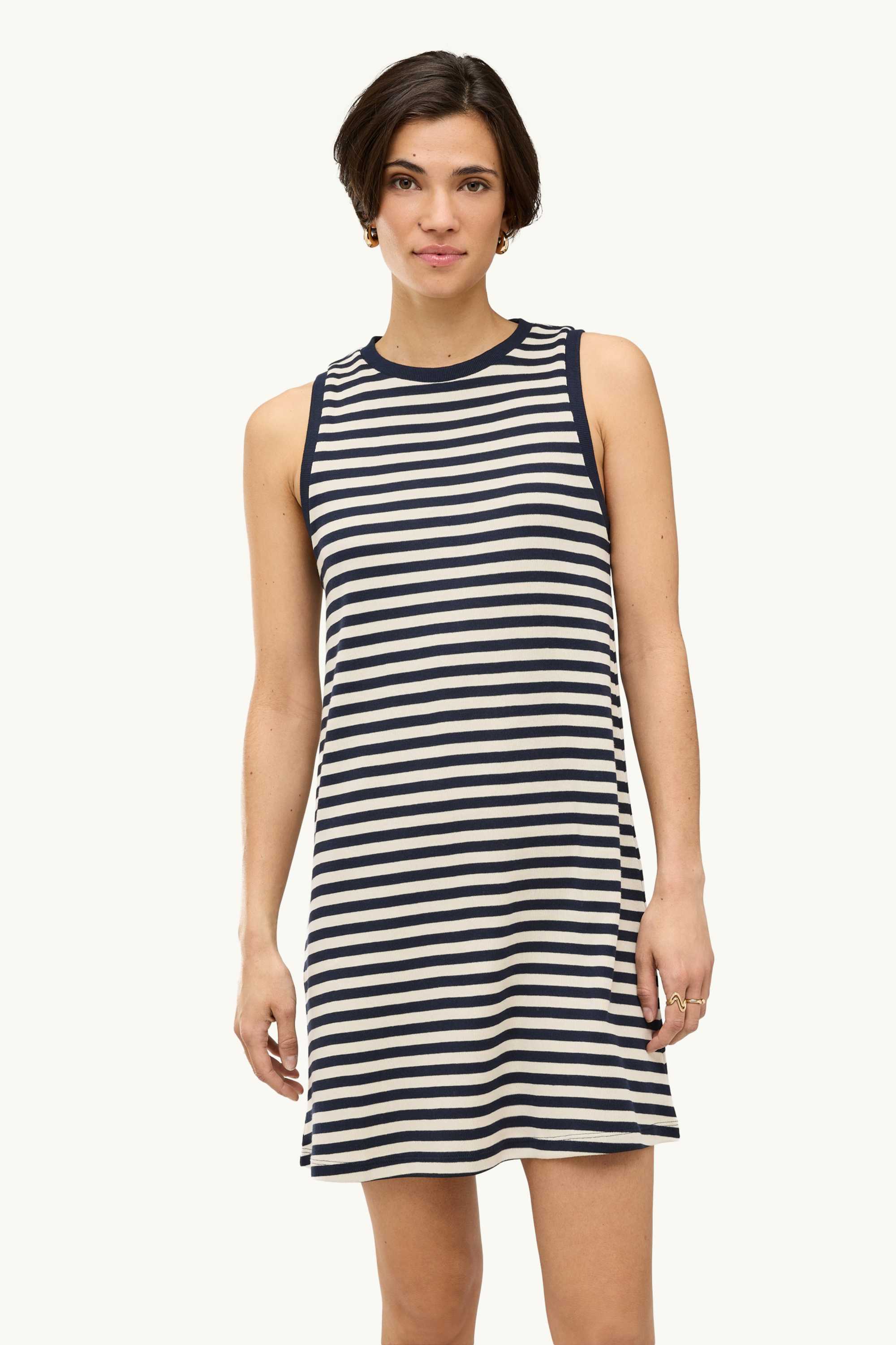 Dress - straight fit - striped blue / white