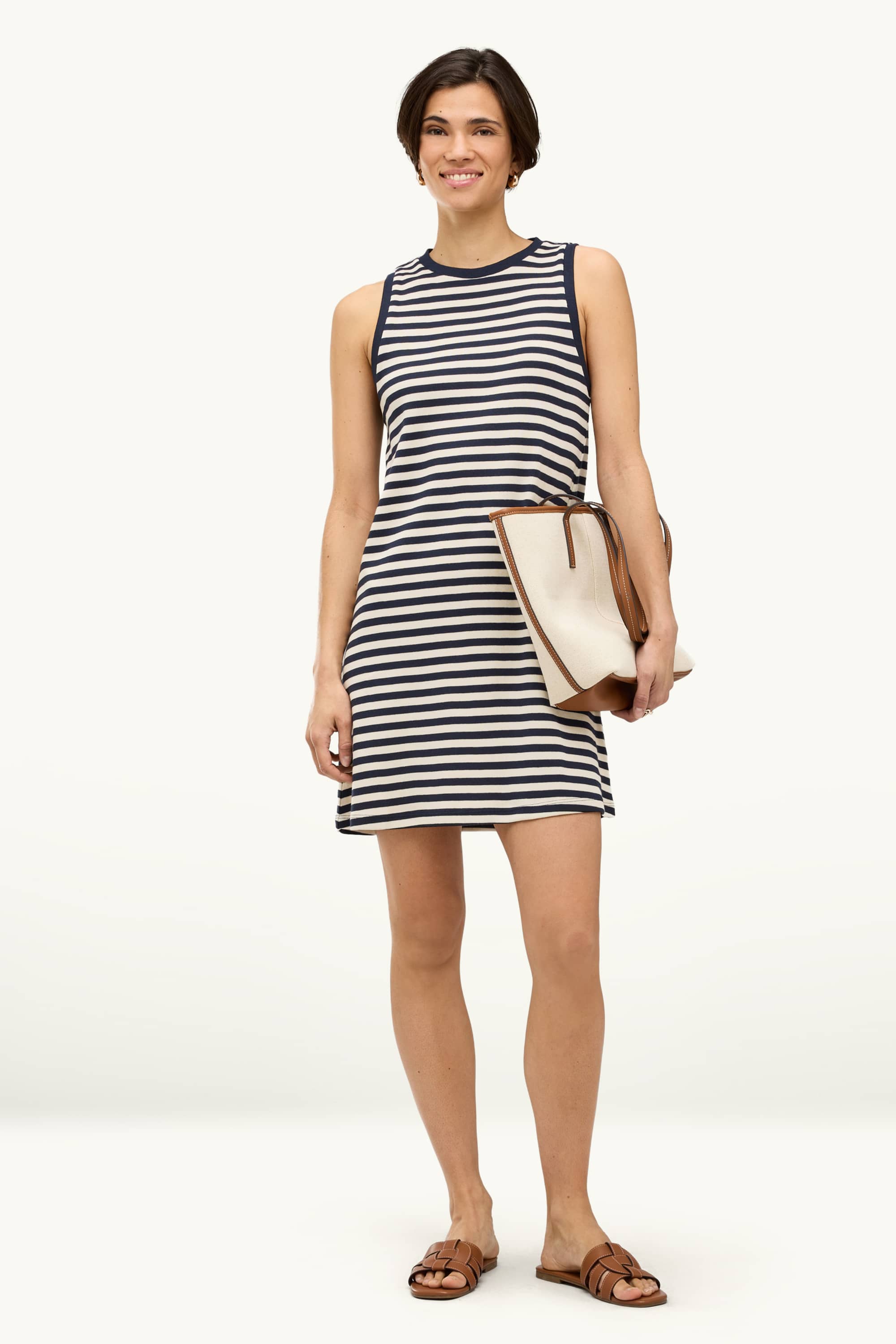 Dress - straight fit - striped blue / white