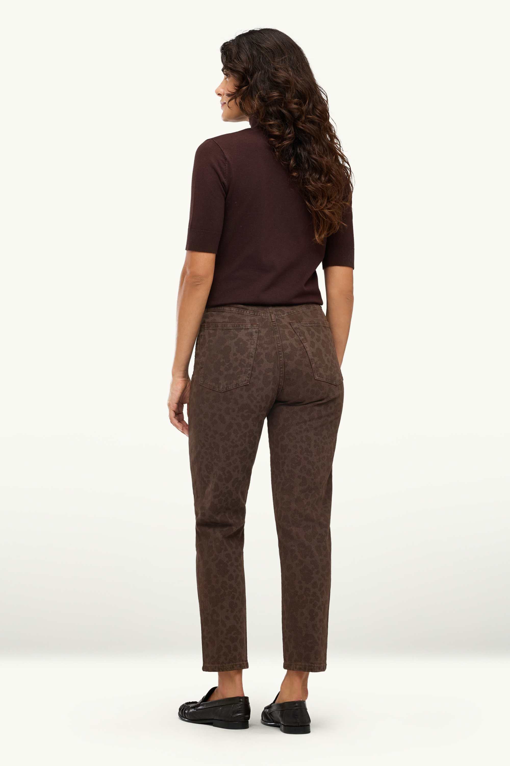 Mom jeans - high waist - LYCRA ® - leopard print dark brown