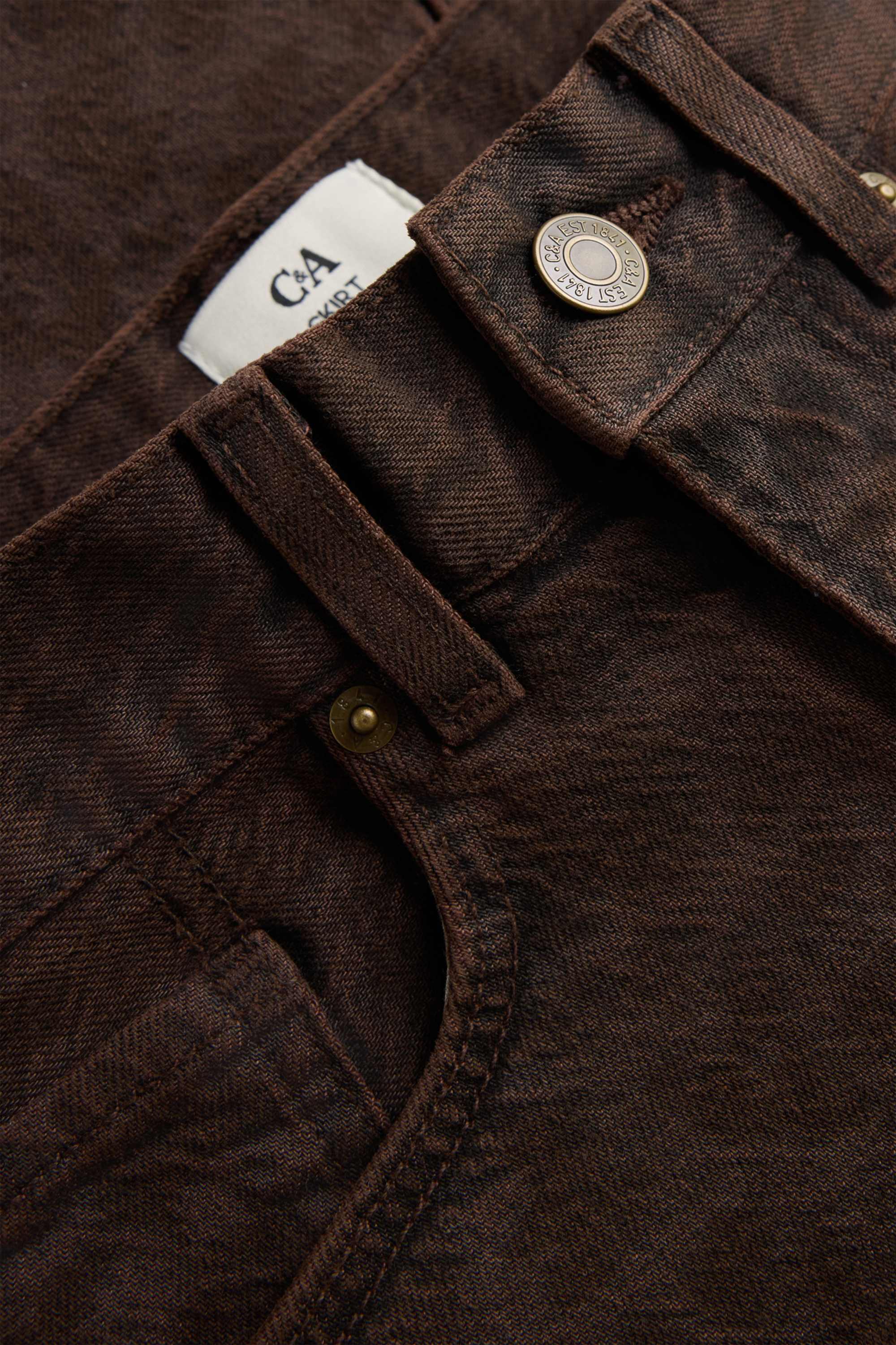 Denim miniskirt - leopard print brown