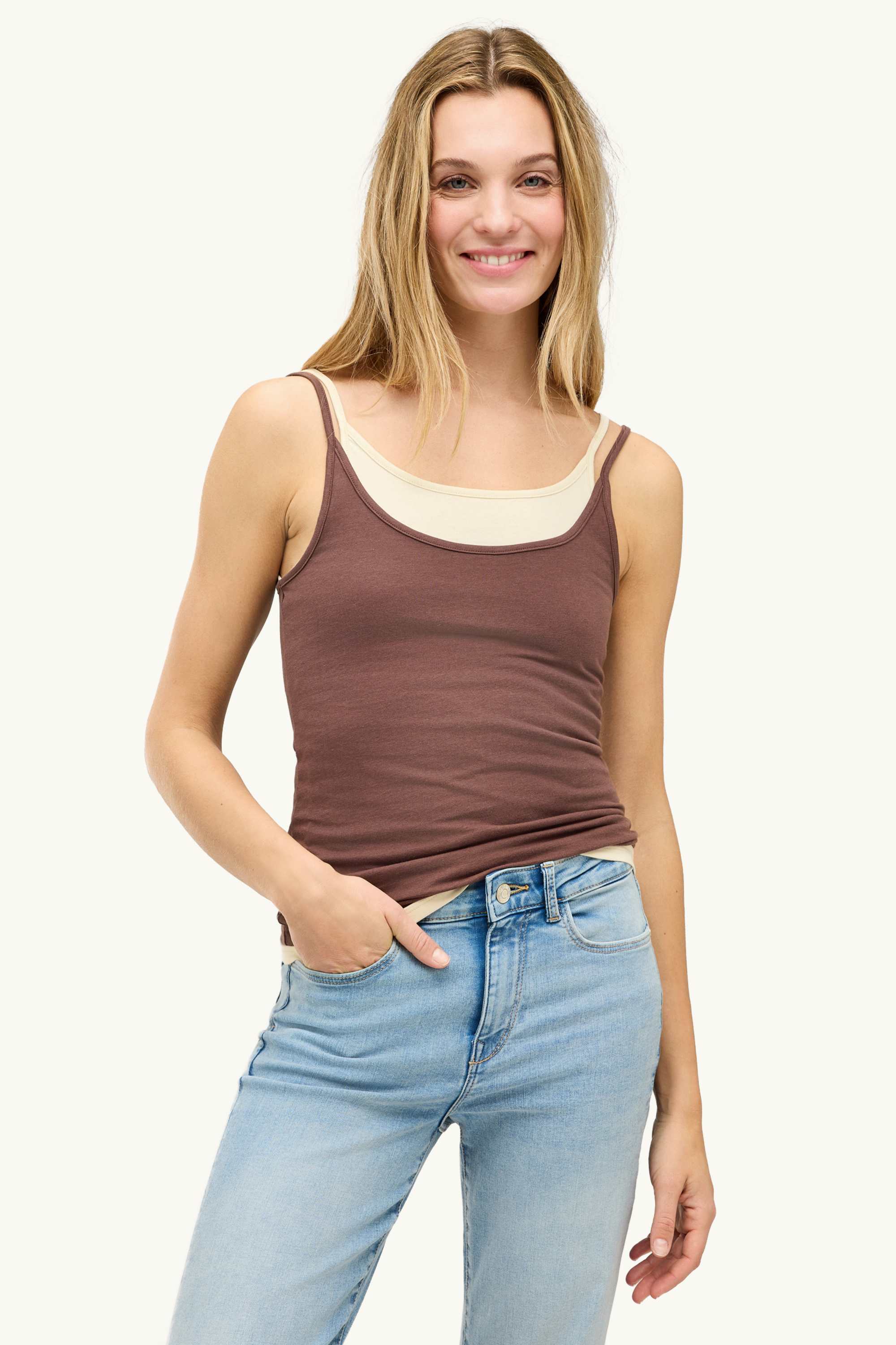 Top - 2-in-1 look brown