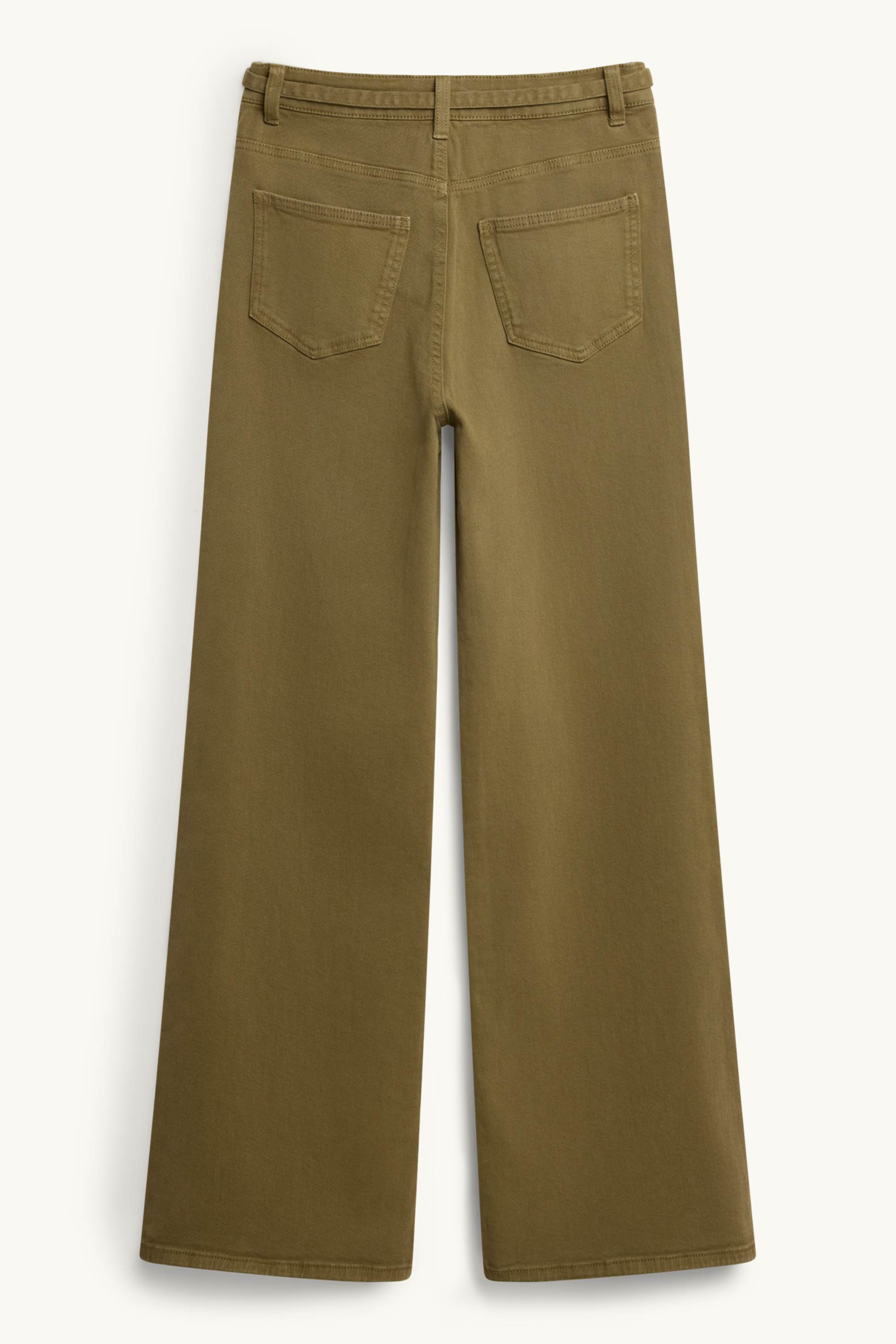 Wide leg jeans with belt - high waist khaki